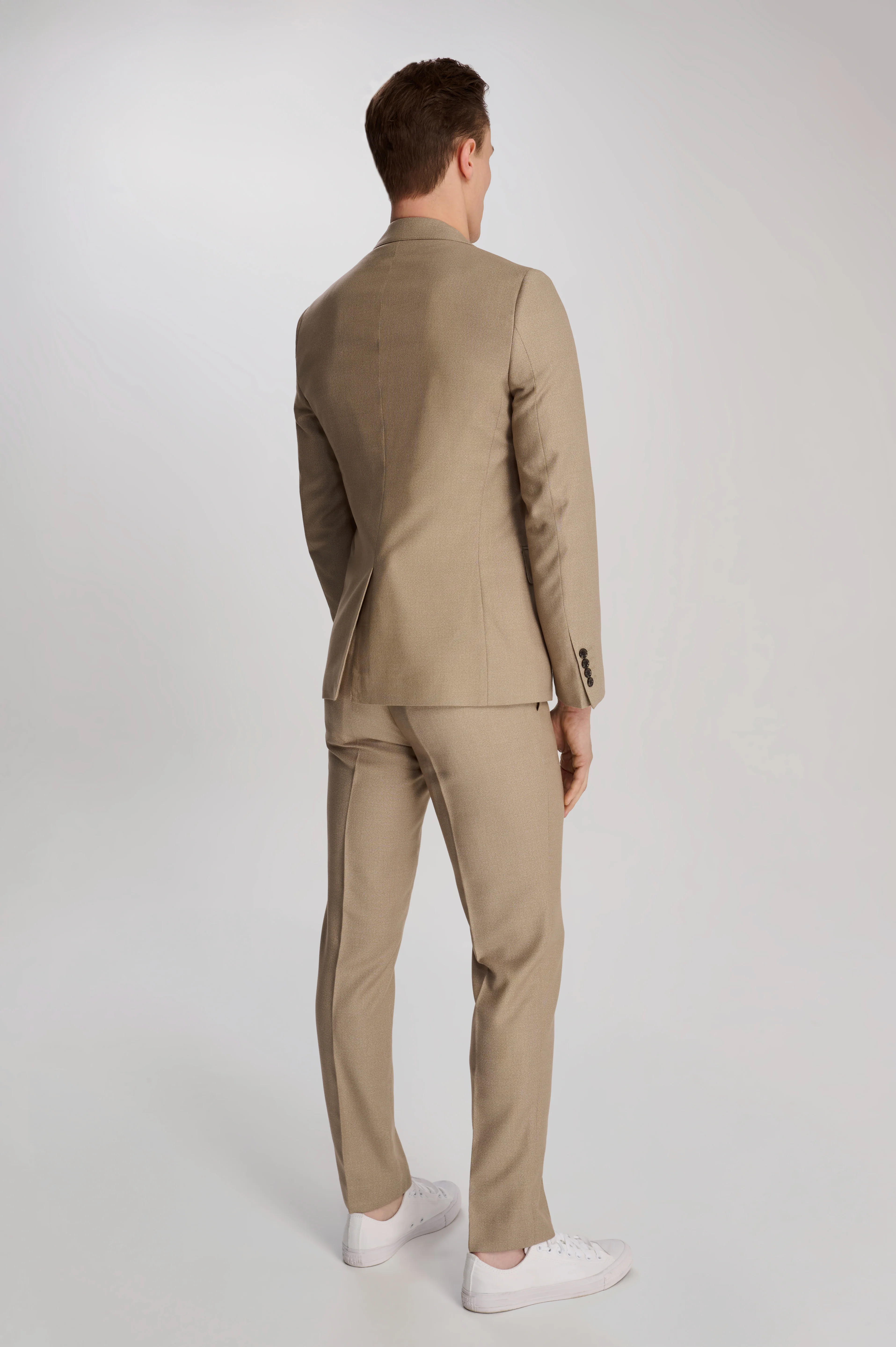 Archie Melange Slim Fit Suit Jacket in Beige - Image 4