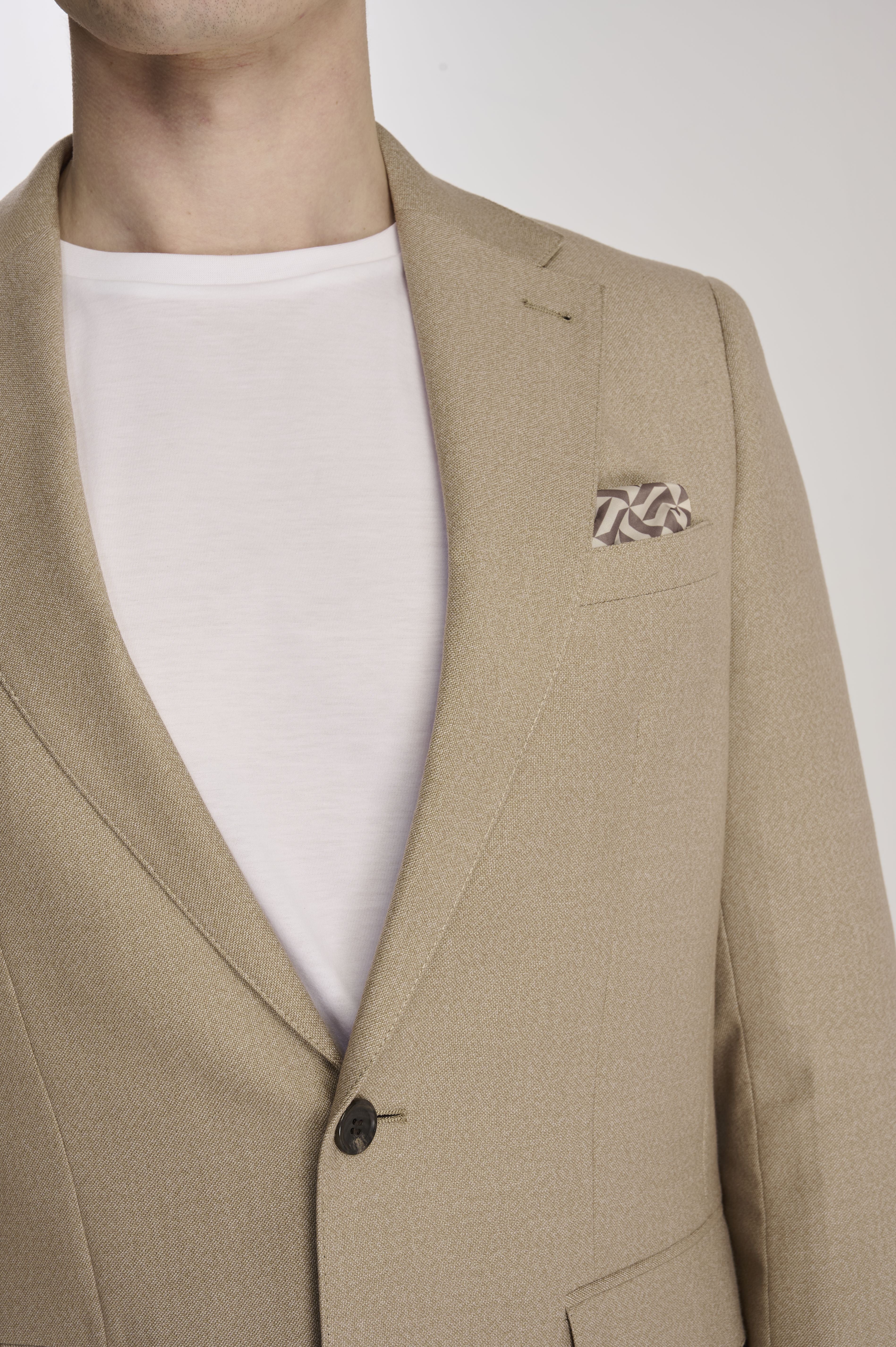 Archie Melange Slim Fit Suit Jacket in Beige - Image 5