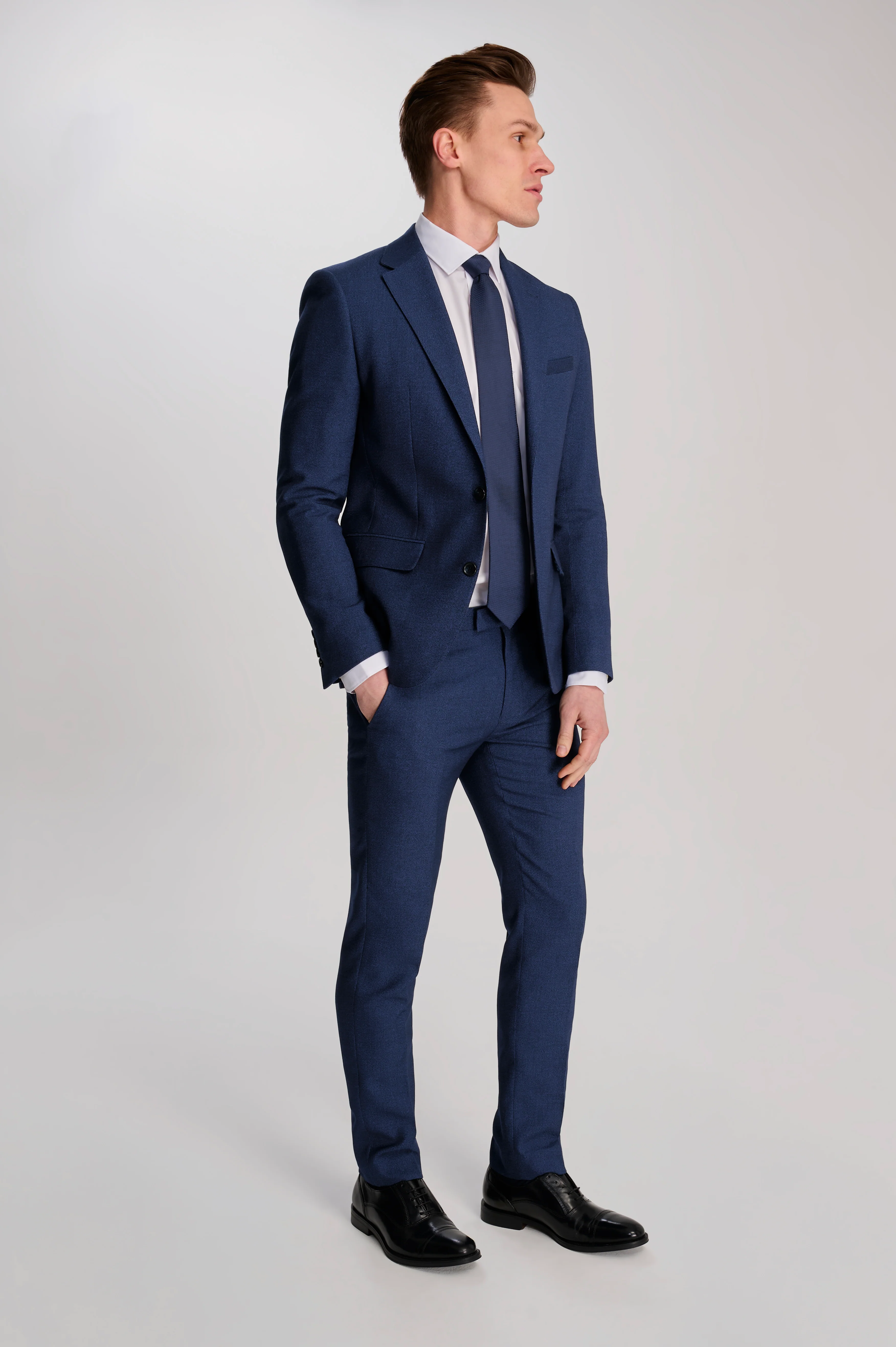 Archie Melange Slim Fit Suit Jacket in Blue - Image 3