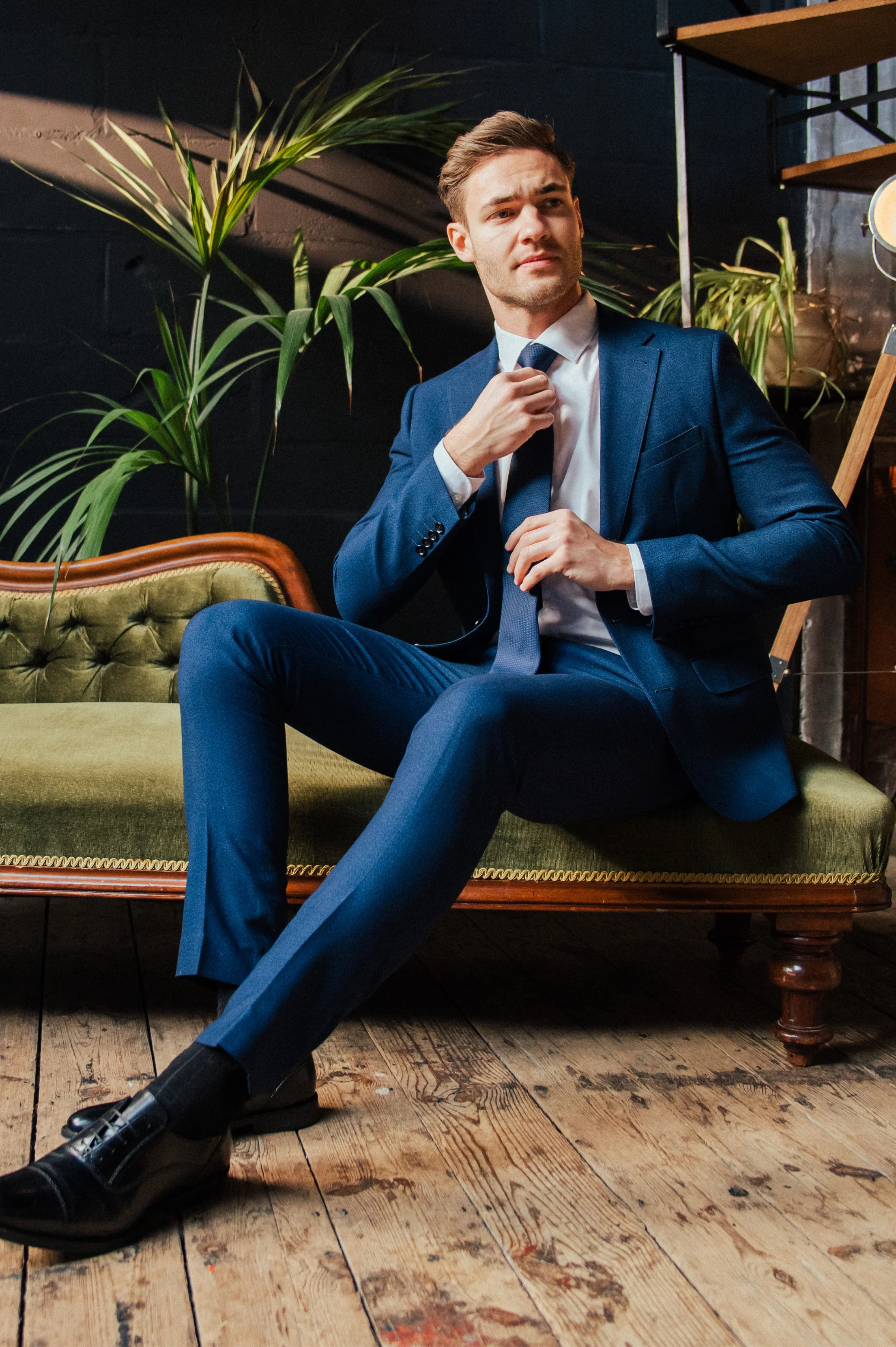 Archie Melange Slim Fit Suit Jacket in Blue - Image 8