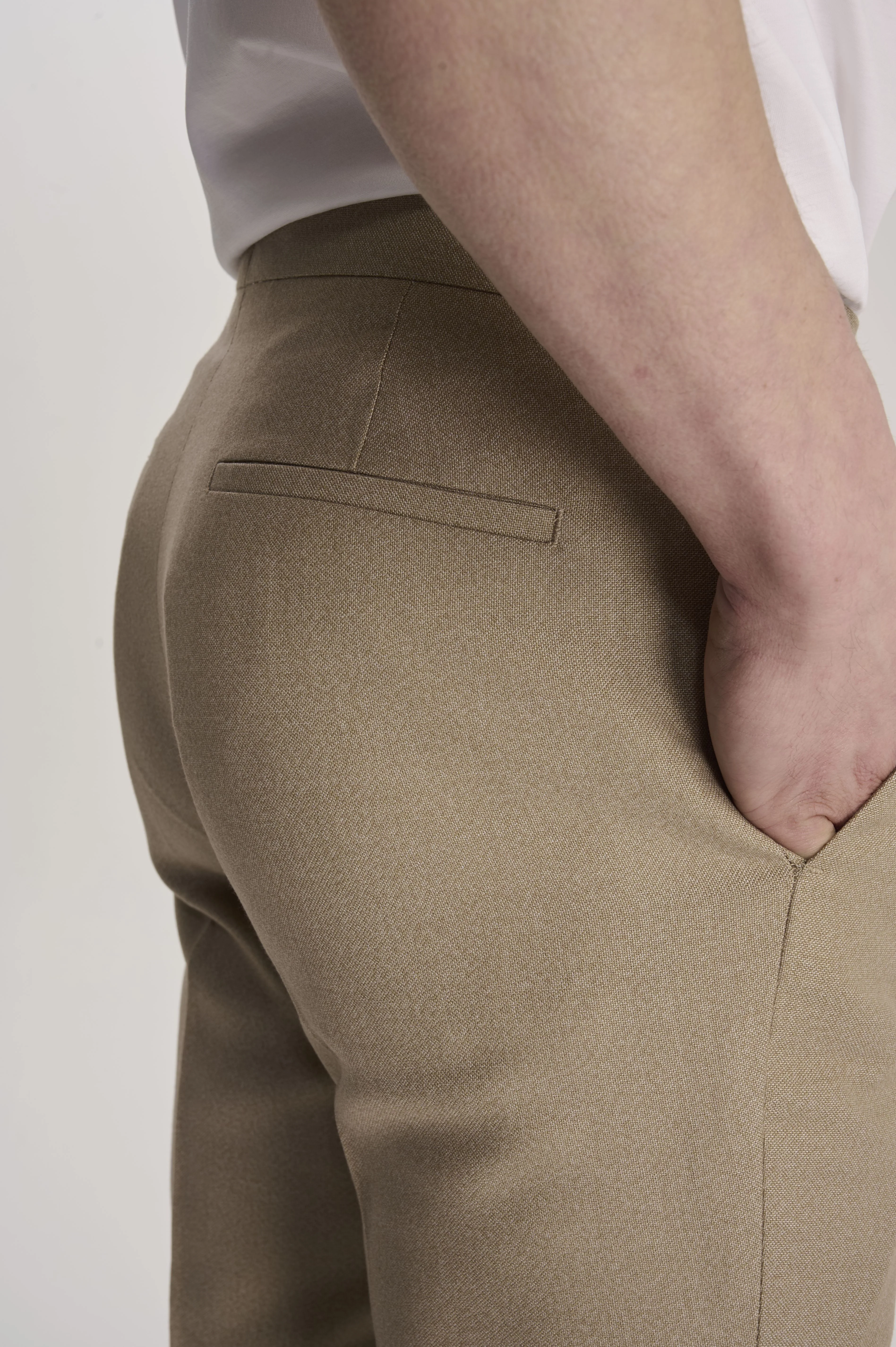 Archie Melange Slim Fit Suit Trousers in Beige - Image 4