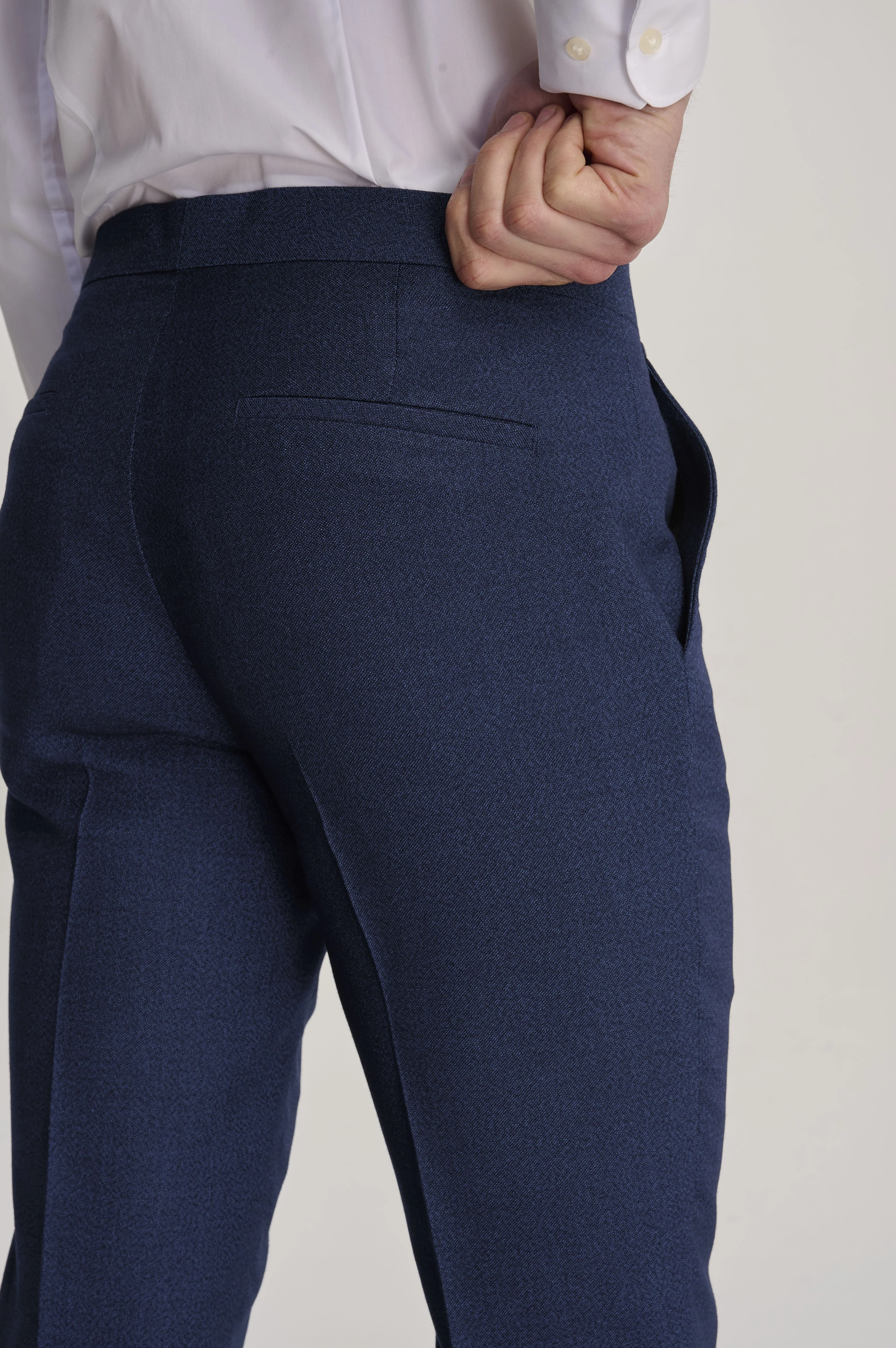 Archie Melange Slim Fit Suit Trousers in Blue - Image 4