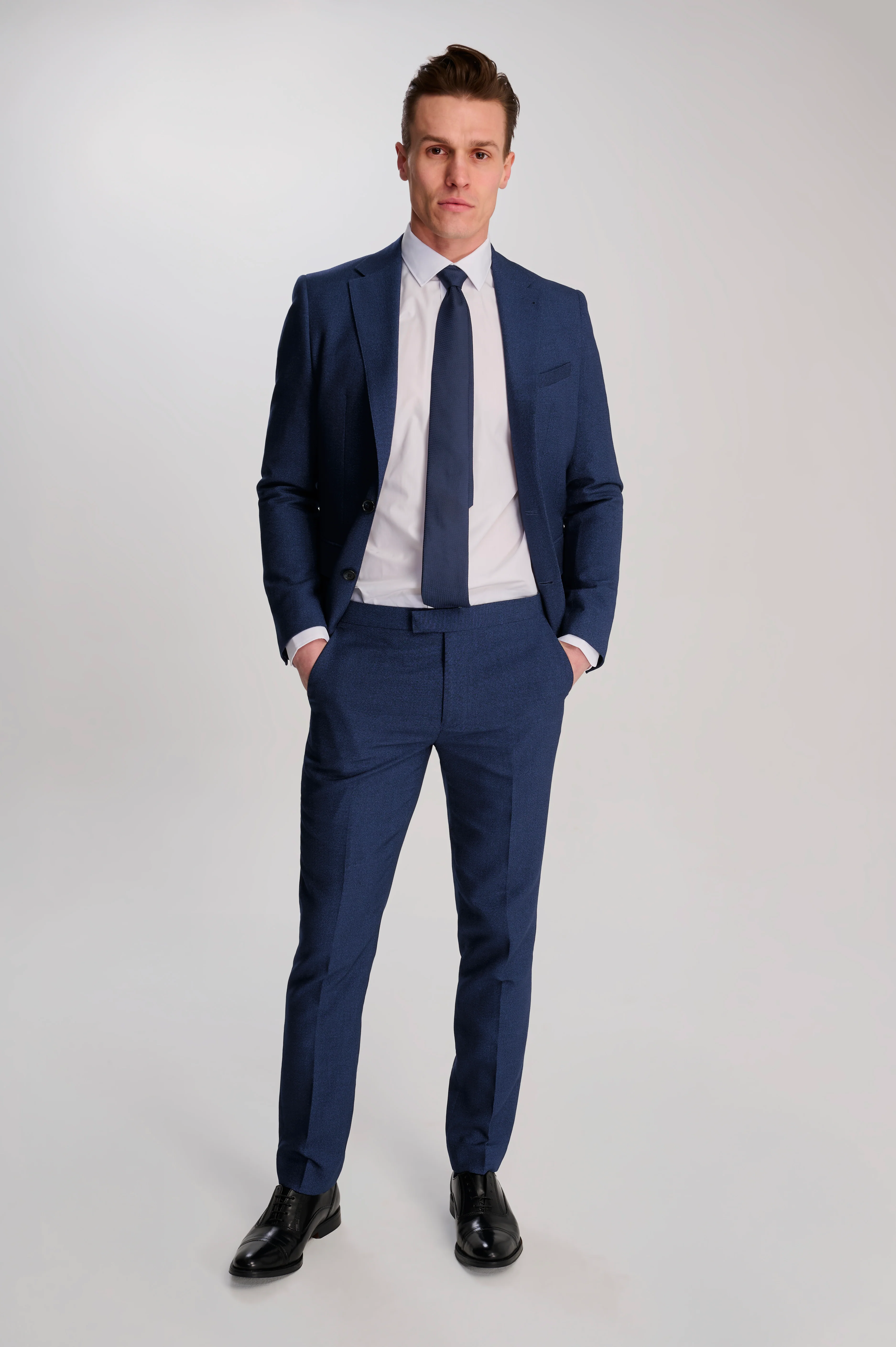 Archie Melange Slim Fit Suit Trousers in Blue - Image 5