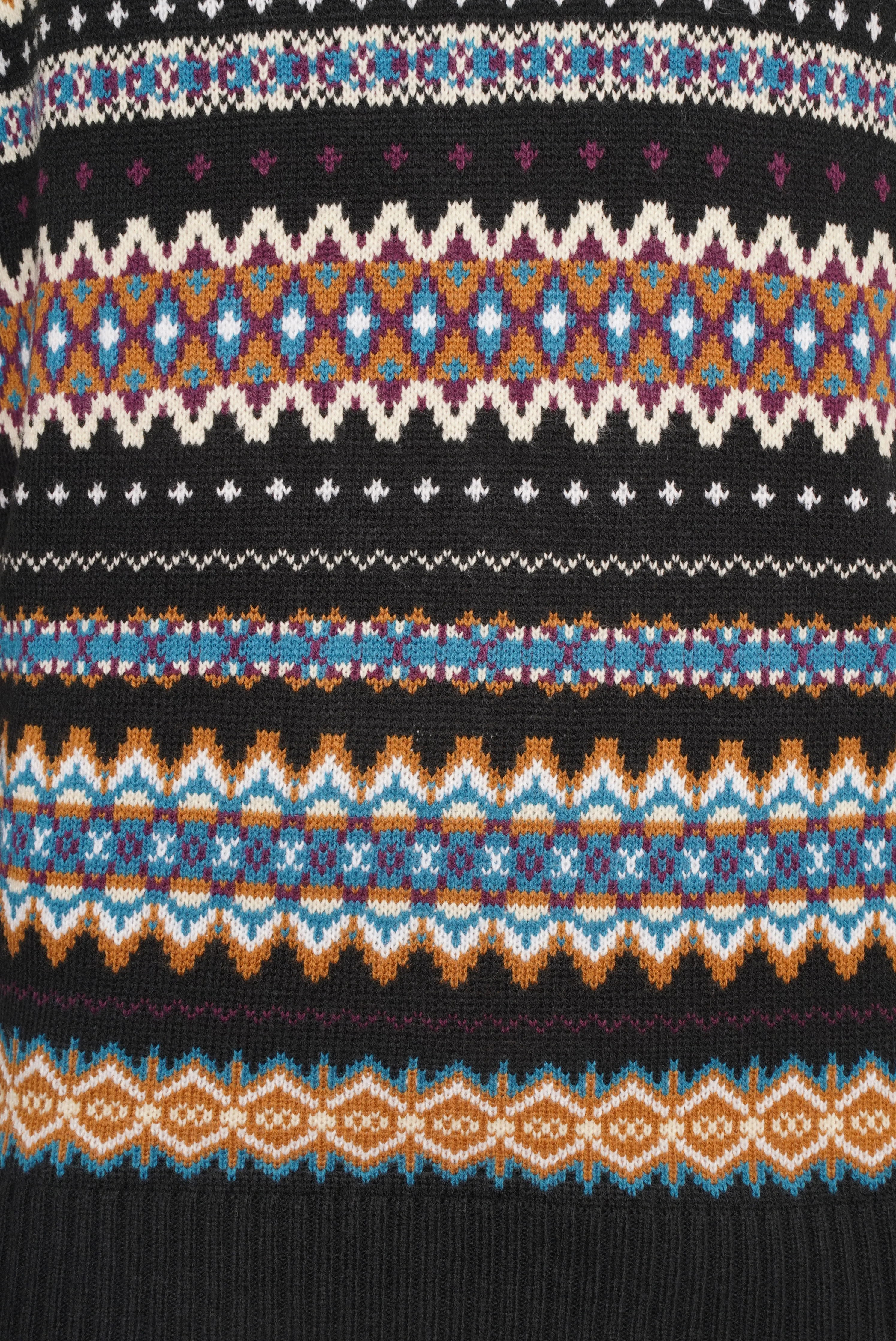 Barnaby Knitted Crew Neck Black Patterned Jumper - Image 4
