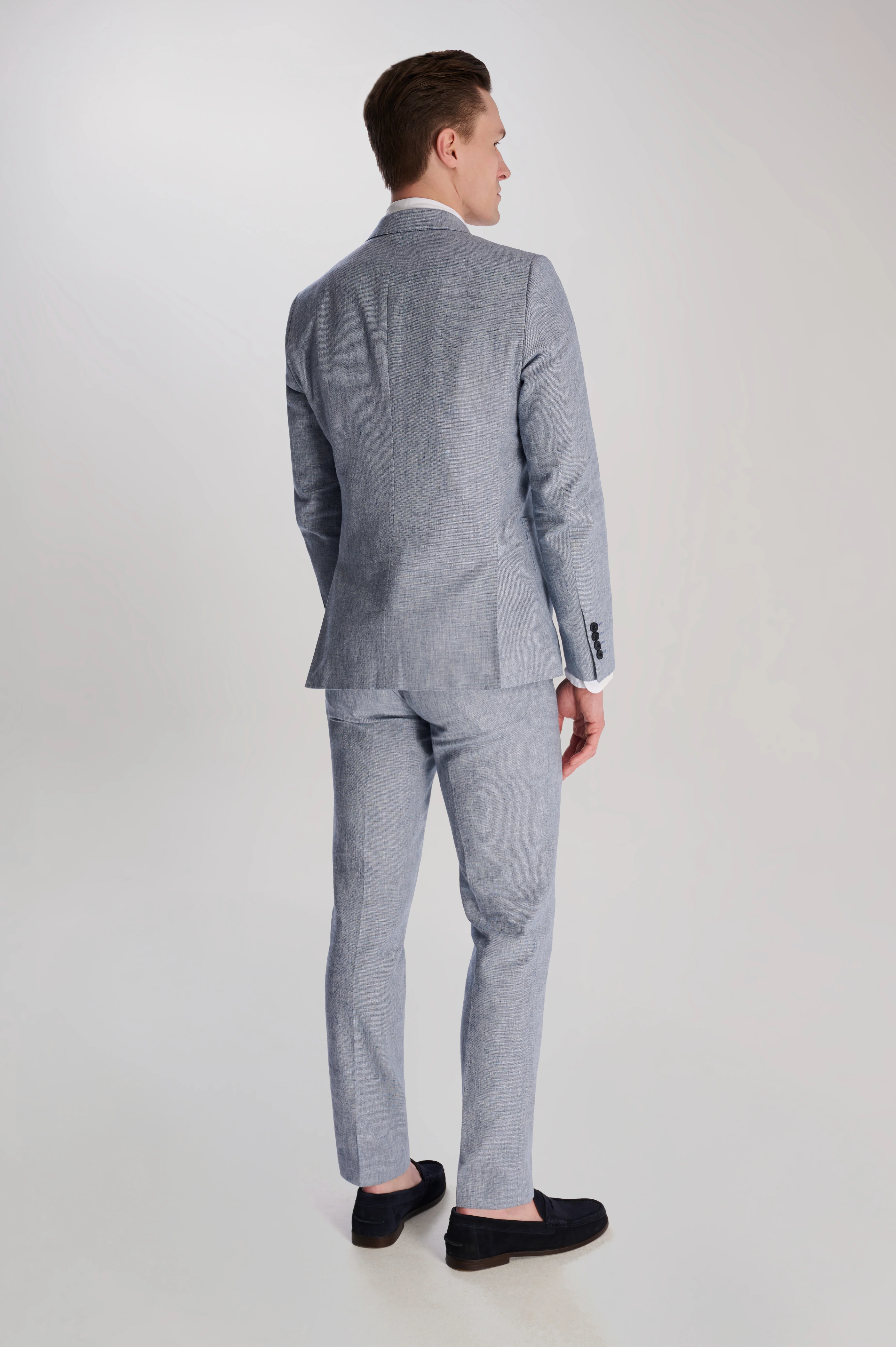 Giacomo Cotton Linen Double Breasted Suit Jacket in Chambray - Image 4
