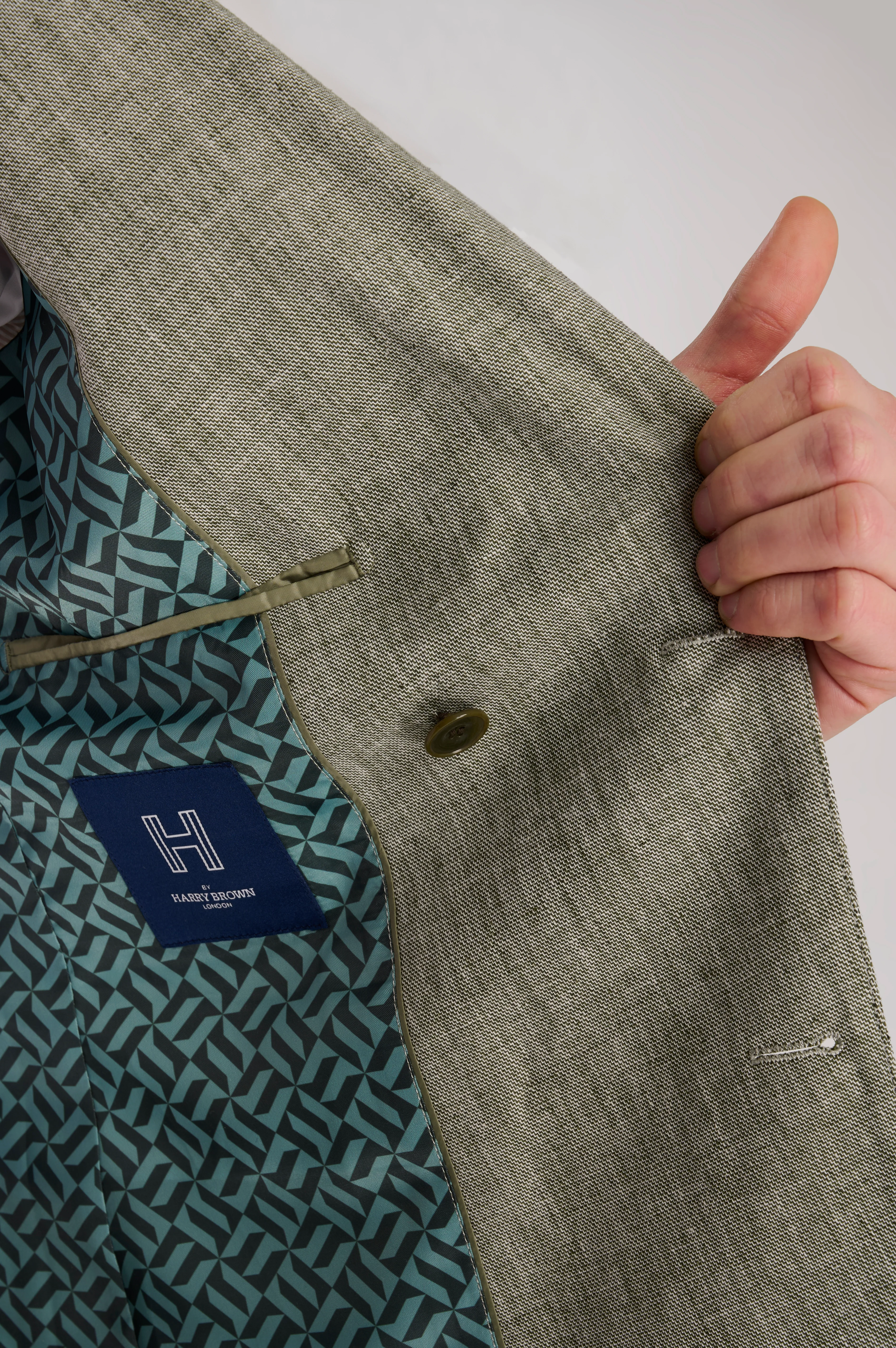 Giacomo Cotton Linen Double Breasted Suit Jacket in Green - Image 6