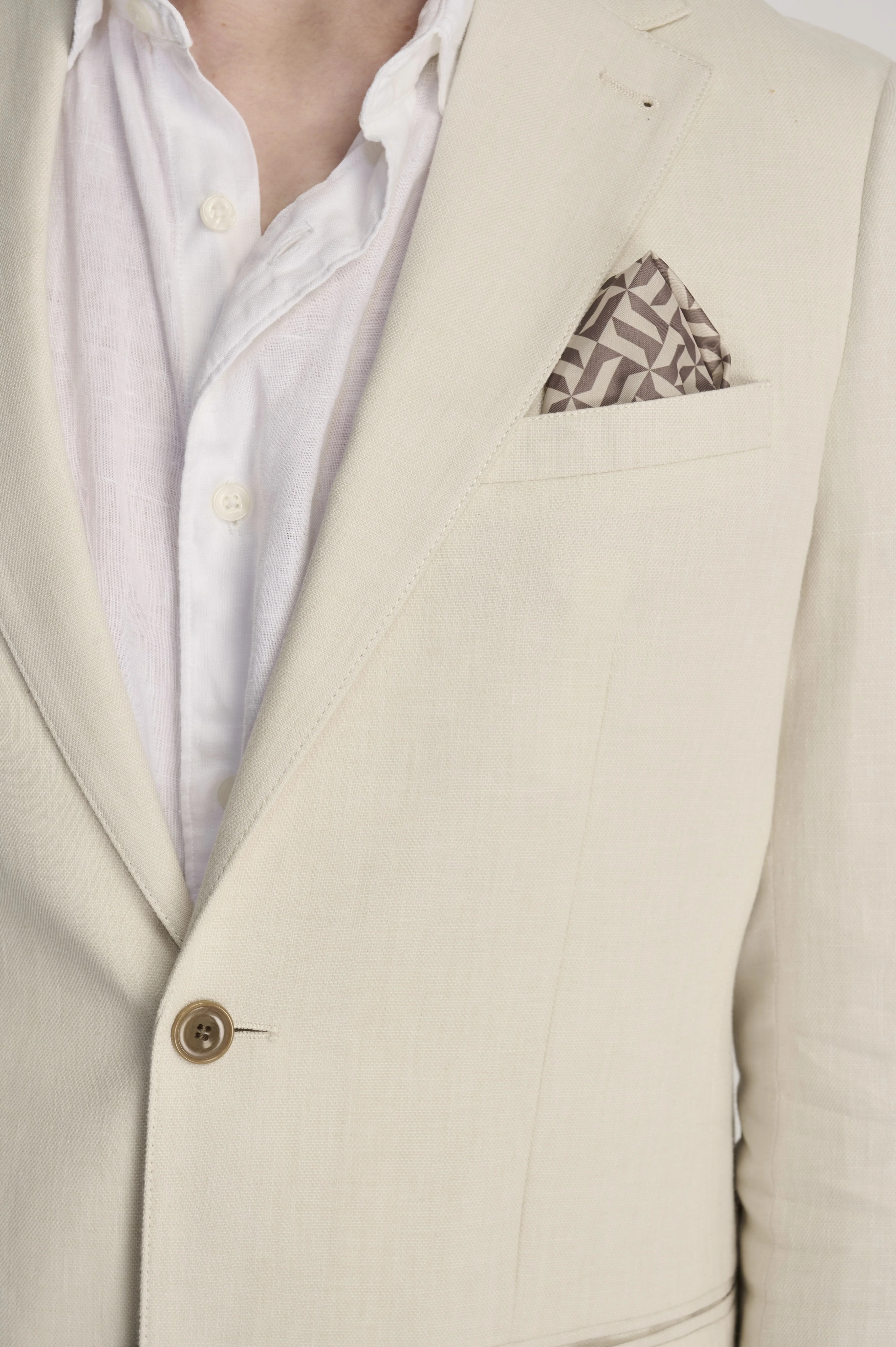 Giacomo Slim Fit Cotton Linen Suit Jacket in Stone - Image 5