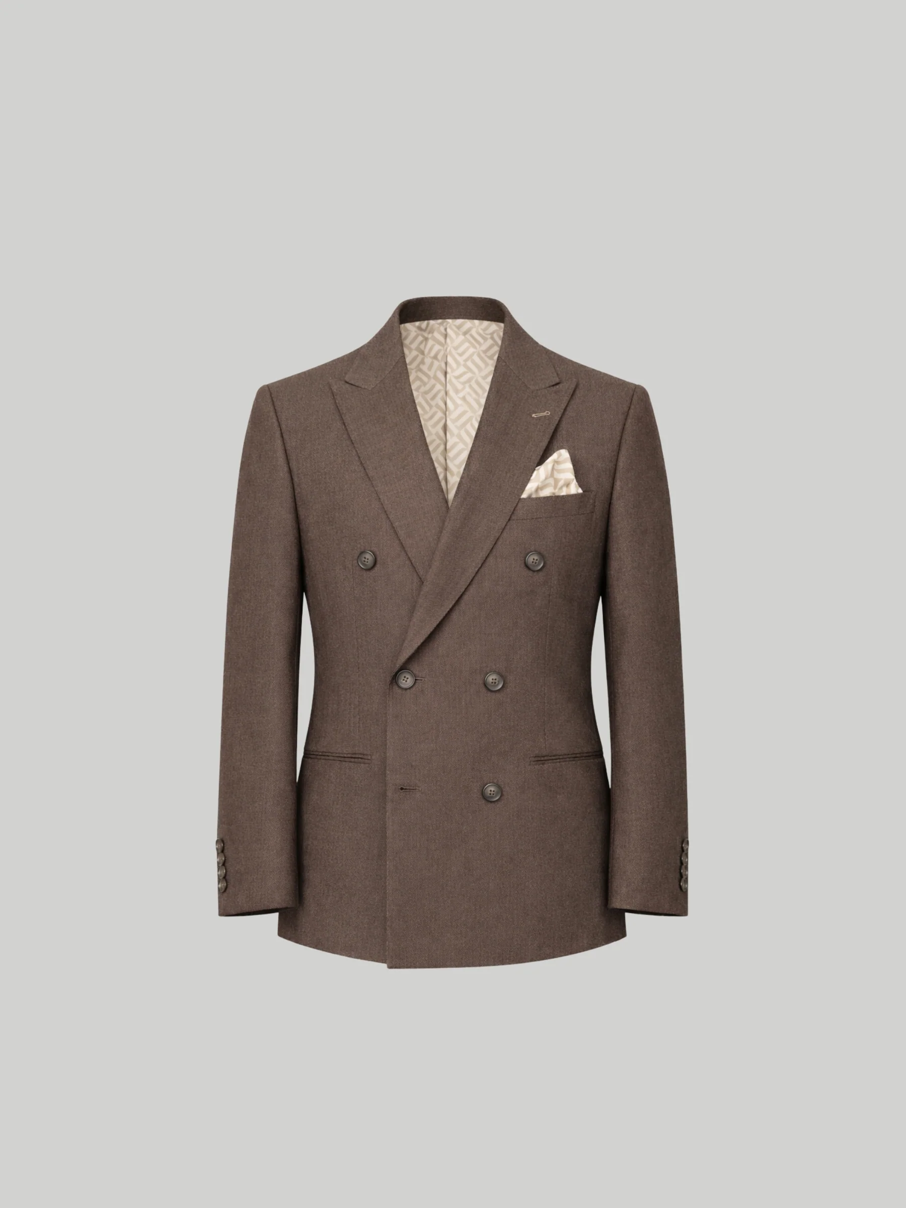 Giacomo Slim Fit Double Breasted Suit Jacket in Brown - Image 6