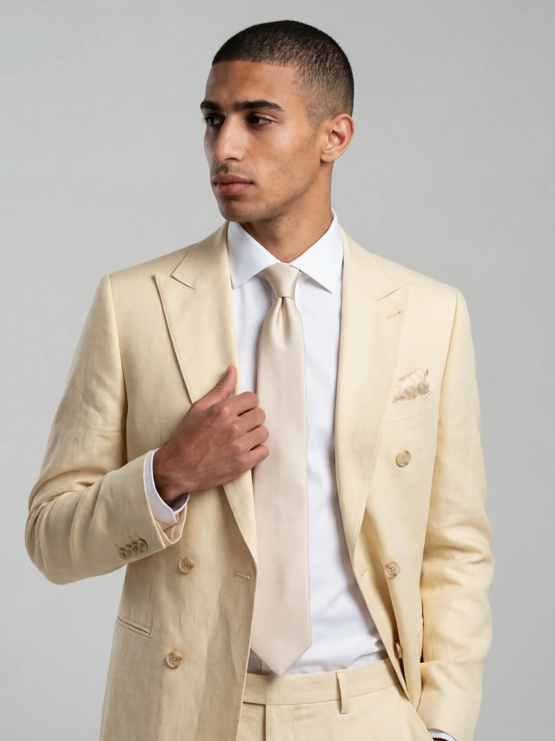 Giacomo Slim Fit Double Breasted Suit Jacket in Butternut - Image 4