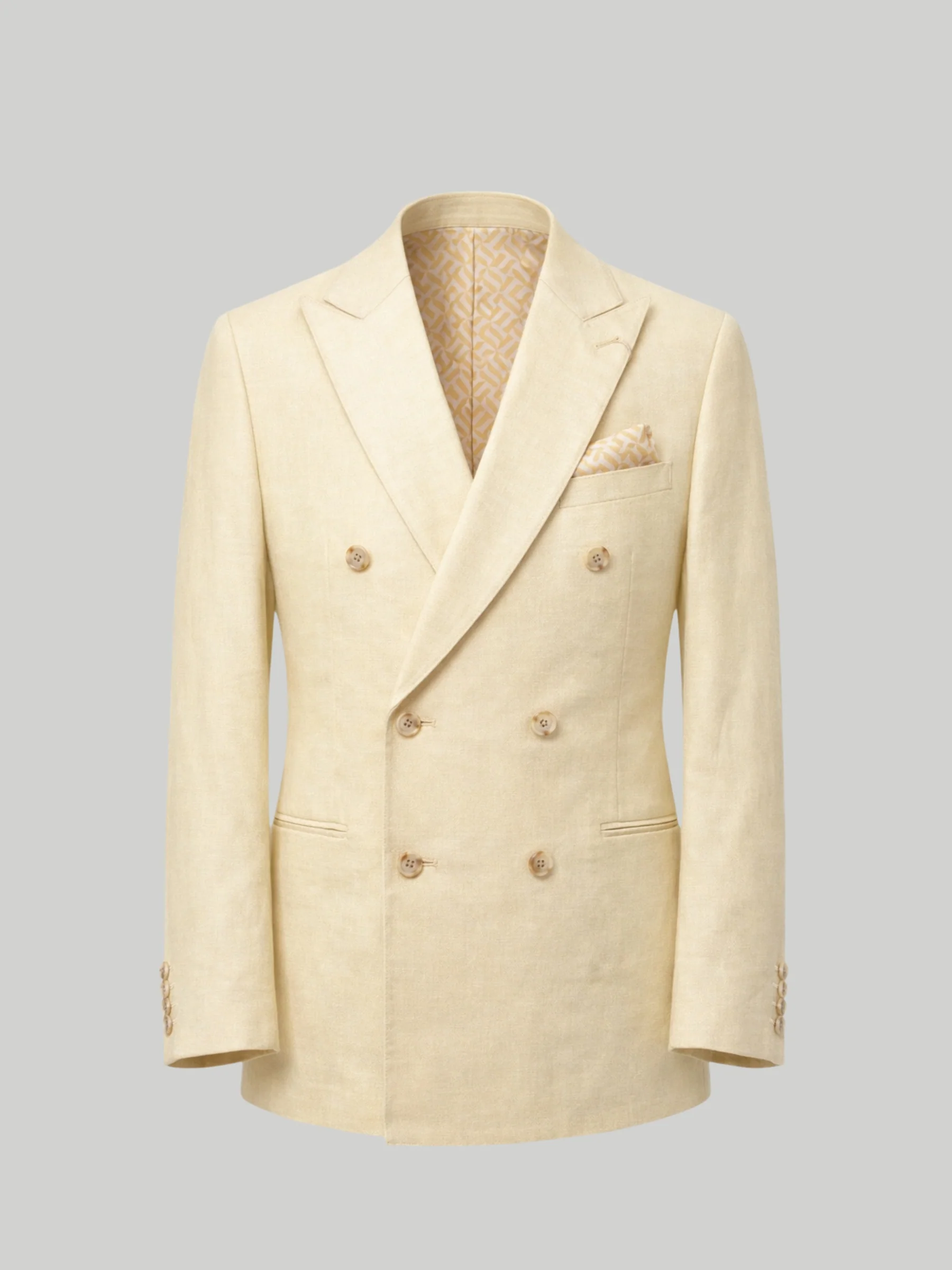 Giacomo Slim Fit Double Breasted Suit Jacket in Butternut - Image 7