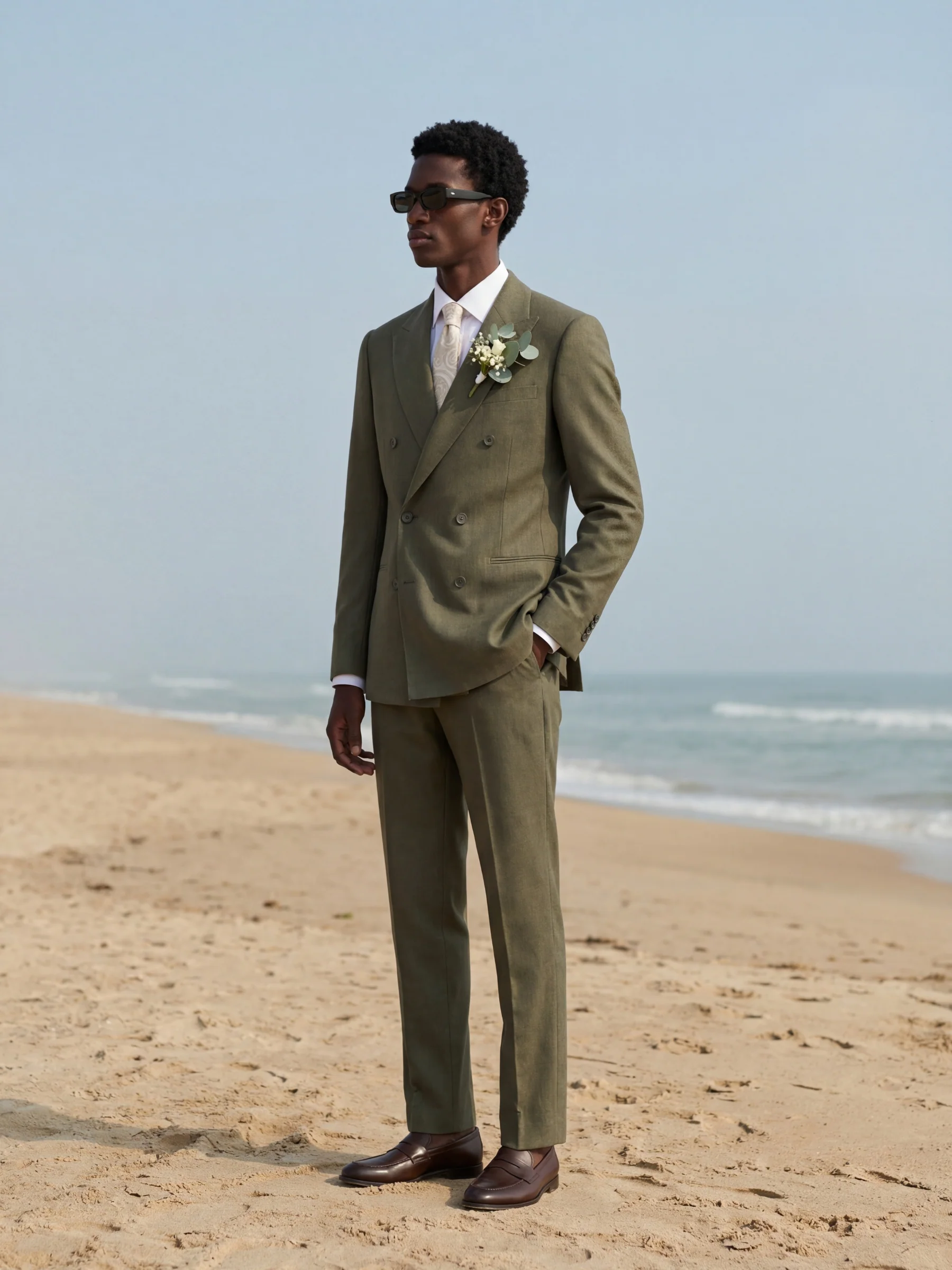 Giacomo Slim Fit Double Breasted Suit Jacket in Dark Green - Image 6