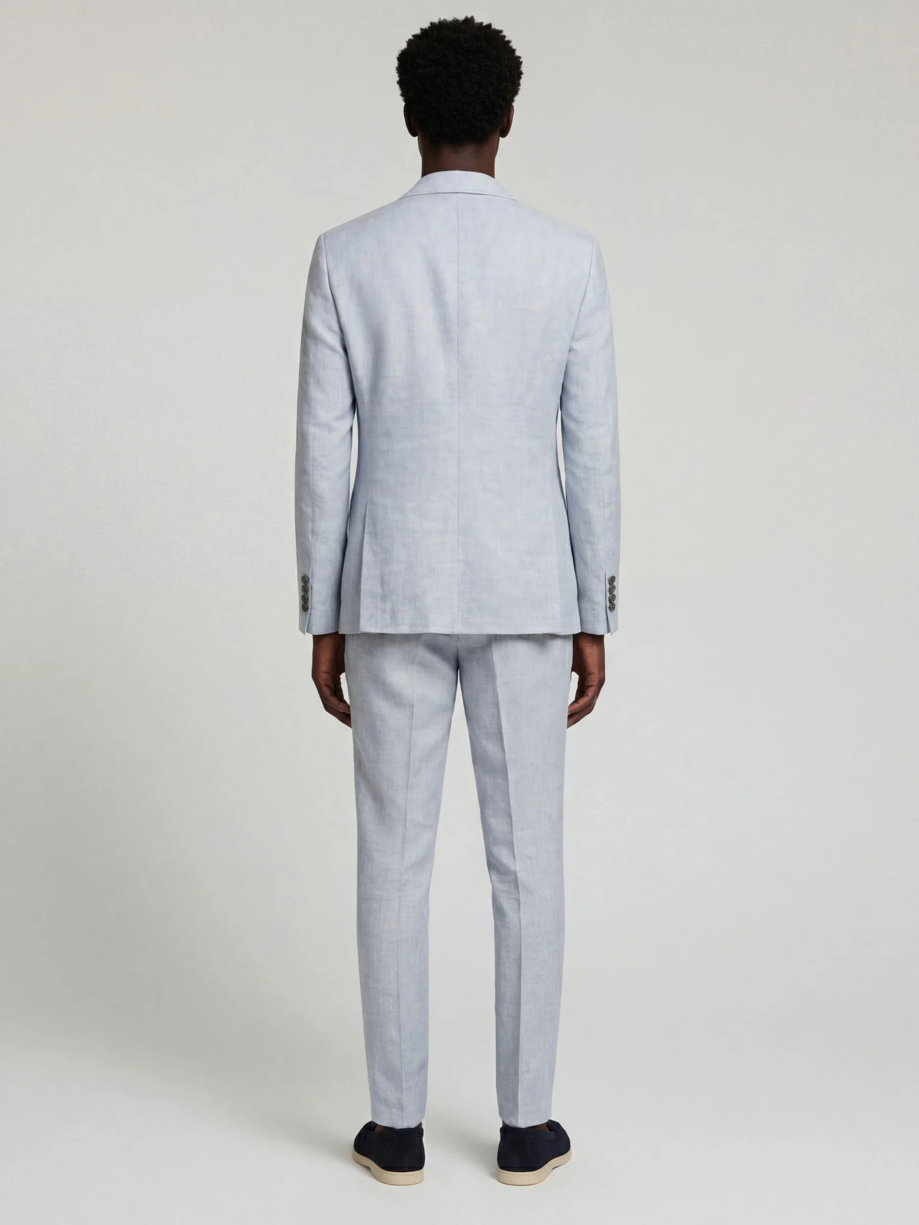 Giacomo Slim Fit Double Breasted Suit Jacket in Light Blue - Image 3