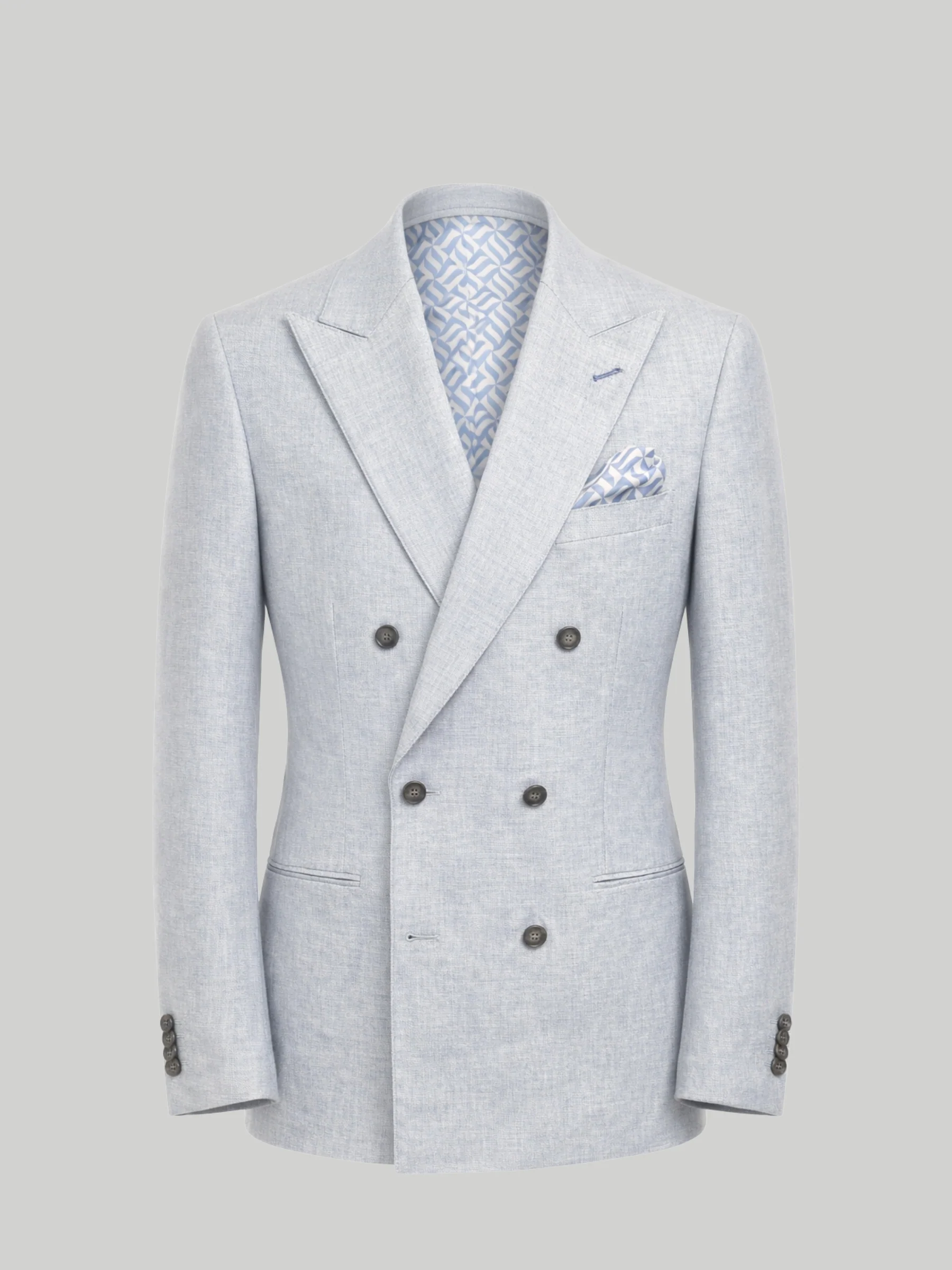 Giacomo Slim Fit Double Breasted Suit Jacket in Light Blue - Image 6