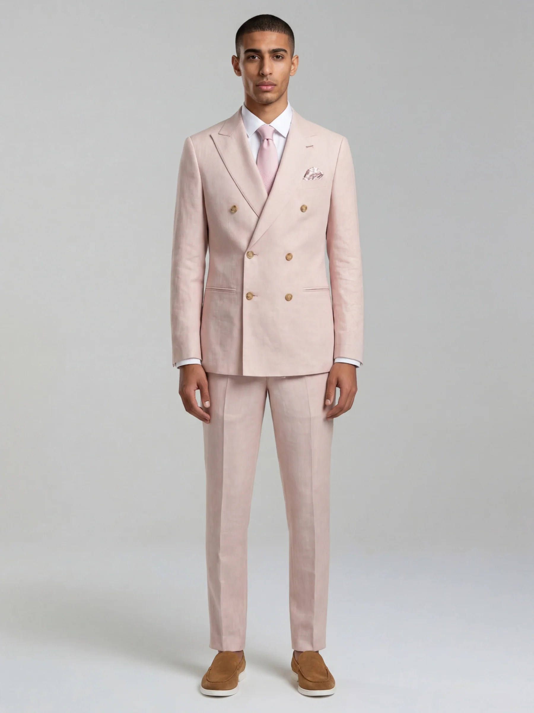 Giacomo Slim Fit Double Breasted Suit Jacket in Pink - Image 3