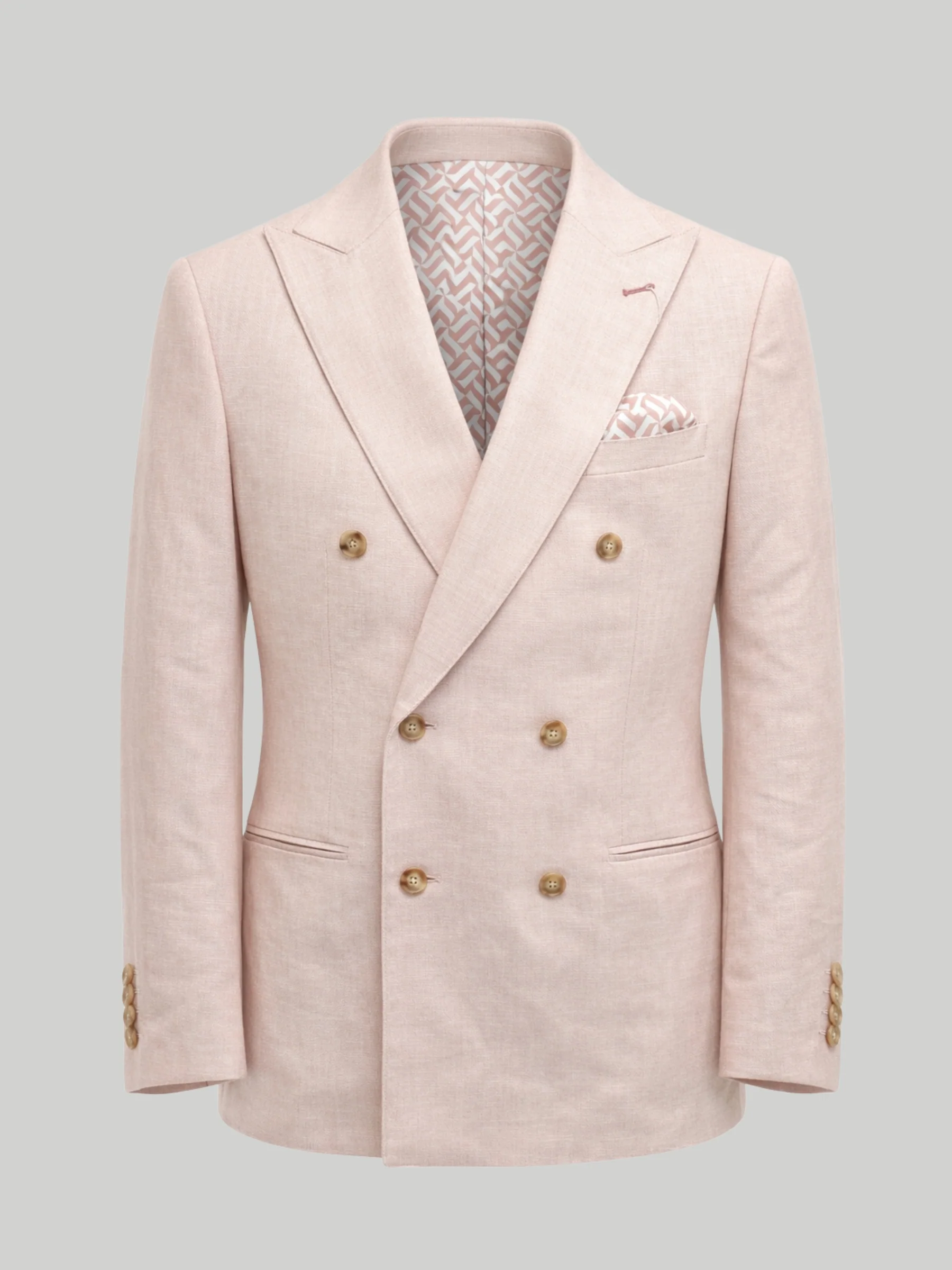 Giacomo Slim Fit Double Breasted Suit Jacket in Pink - Image 6