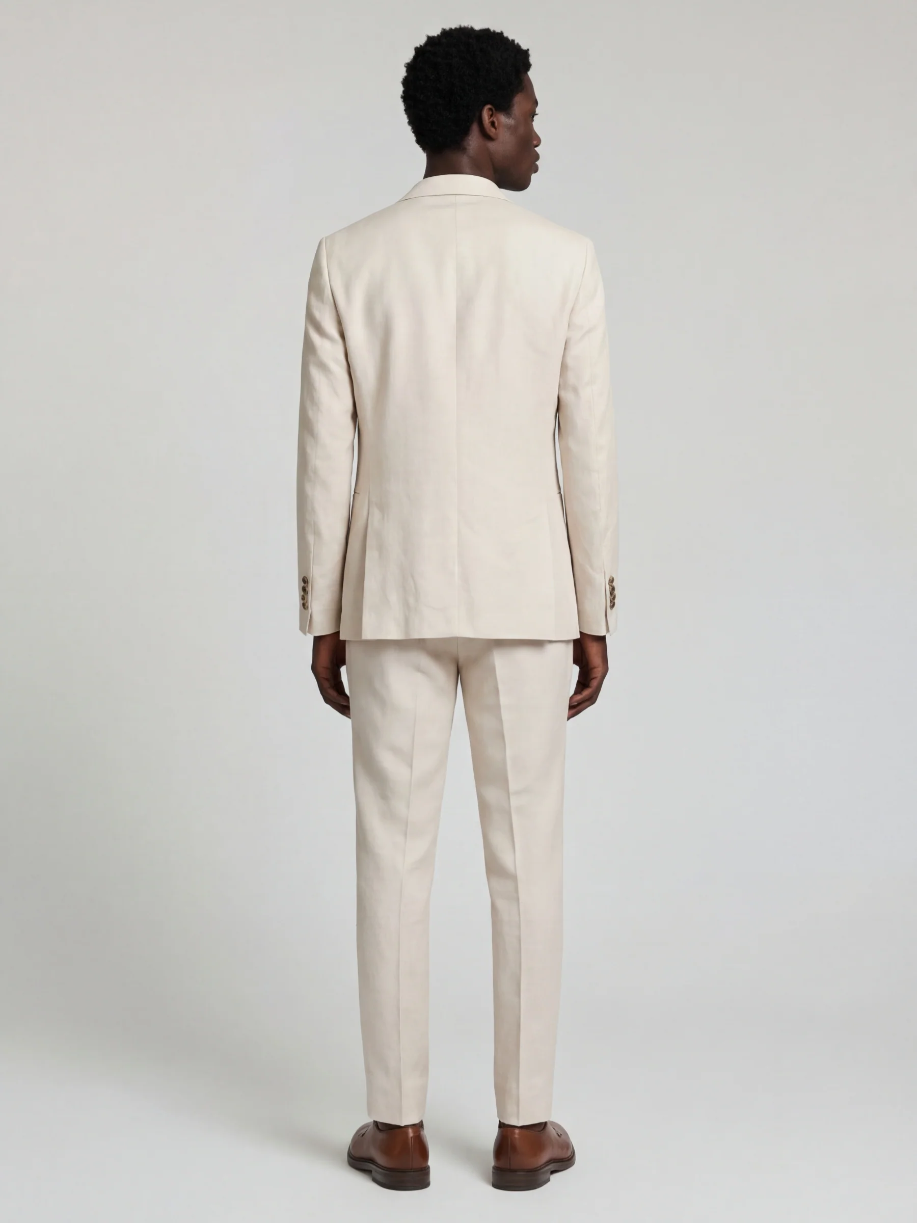 Giacomo Slim Fit Double Breasted Suit Jacket in Stone - Image 4