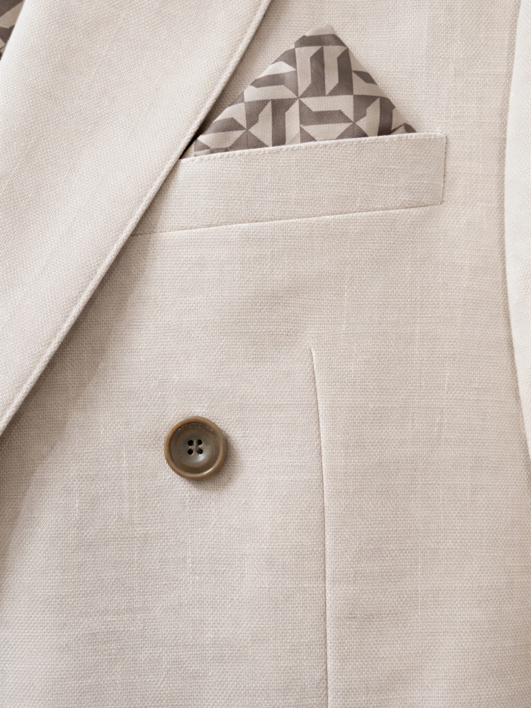 Giacomo Slim Fit Double Breasted Suit Jacket in Stone - Image 5