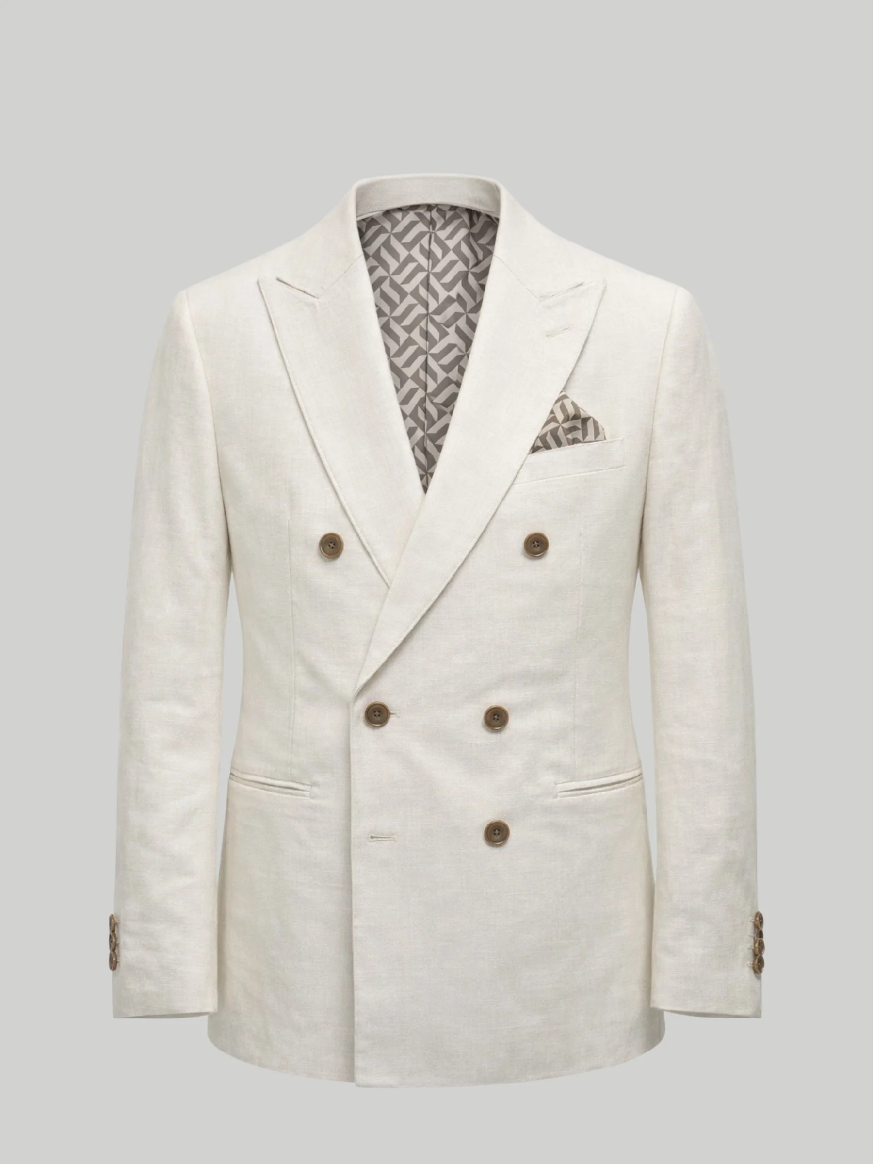 Giacomo Slim Fit Double Breasted Suit Jacket in Stone - Image 7
