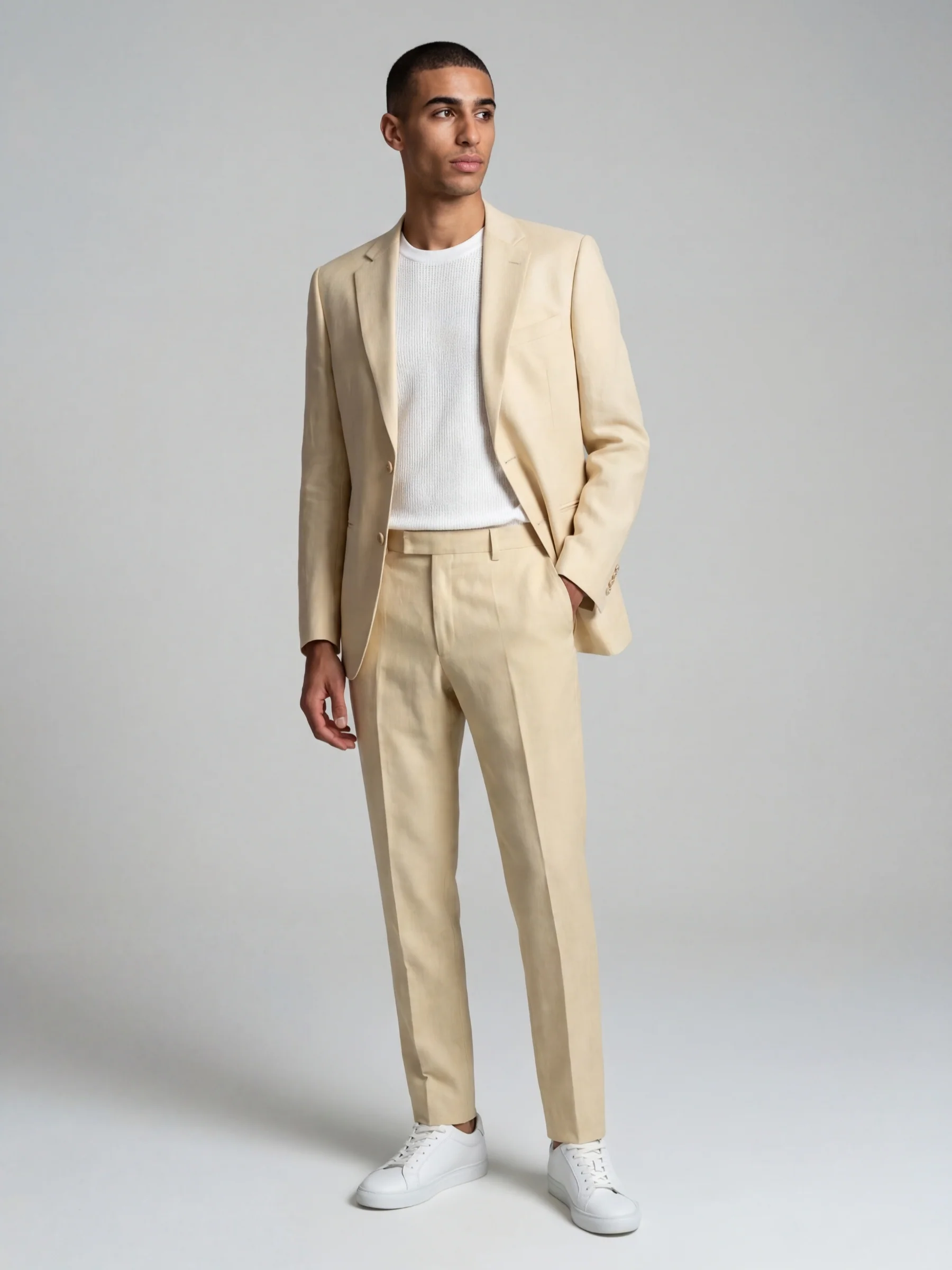 Giacomo Slim Fit Single Breasted Suit Jacket in Butternut - Image 3