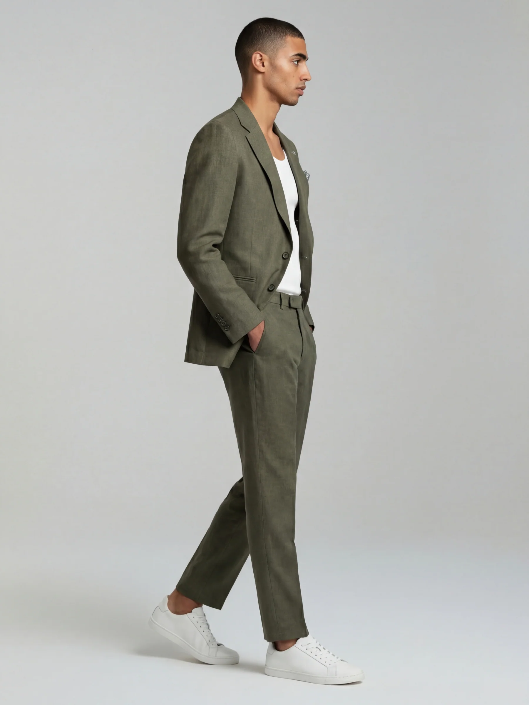 Giacomo Slim Fit Single Breasted Suit Jacket in Dark Green - Image 4