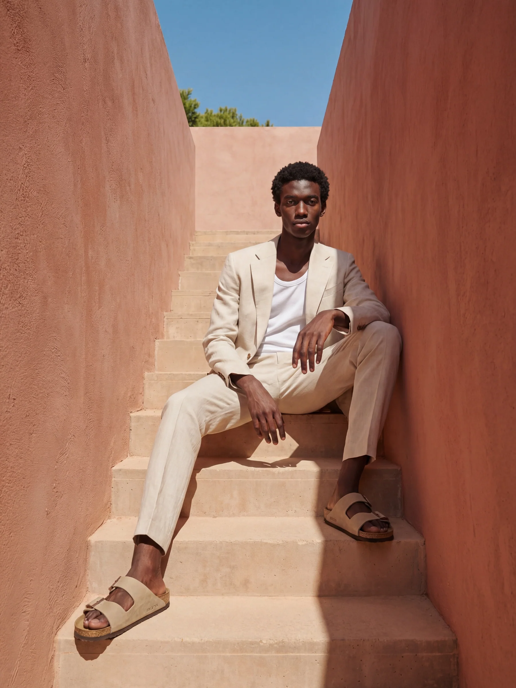 Giacomo Slim Fit Single Breasted Suit Jacket in Stone - Image 6