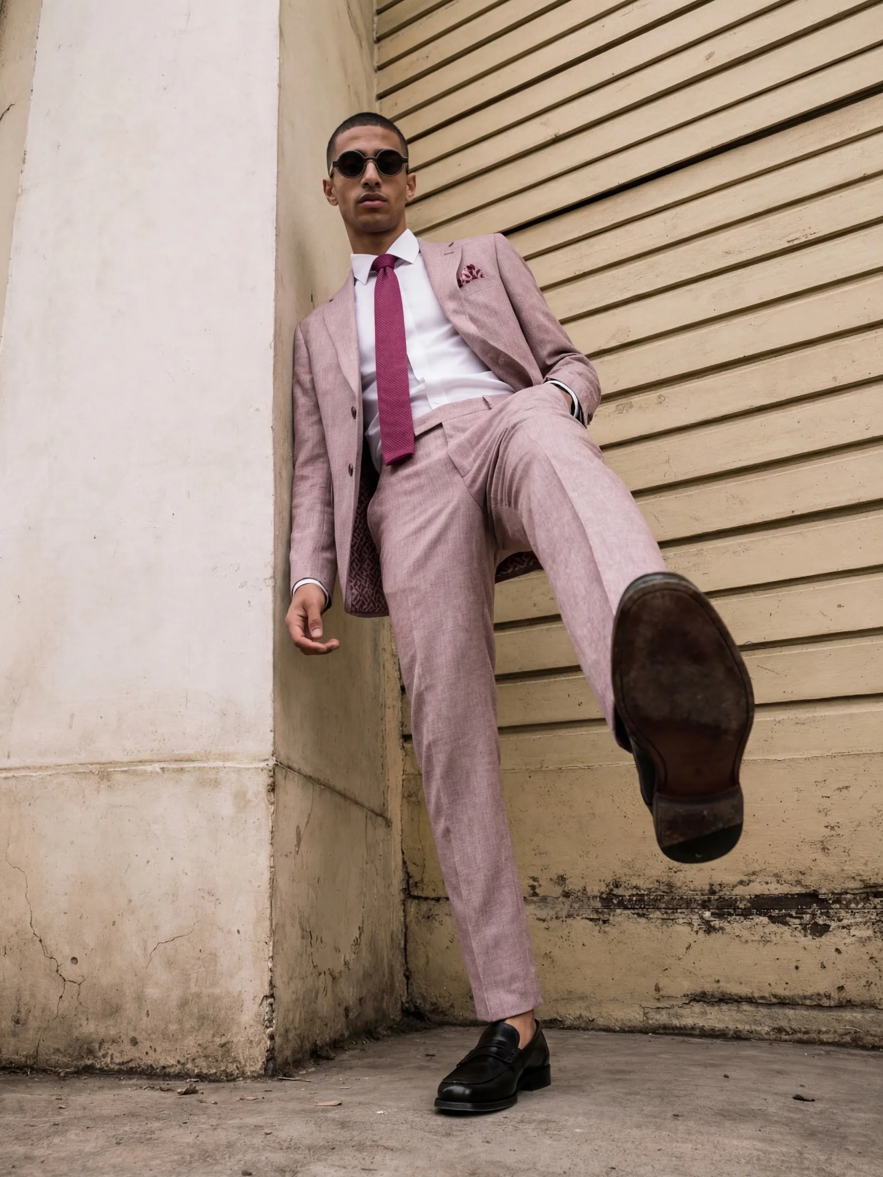 Giacomo Slim Fit Suit Trousers in Berry - Image 5