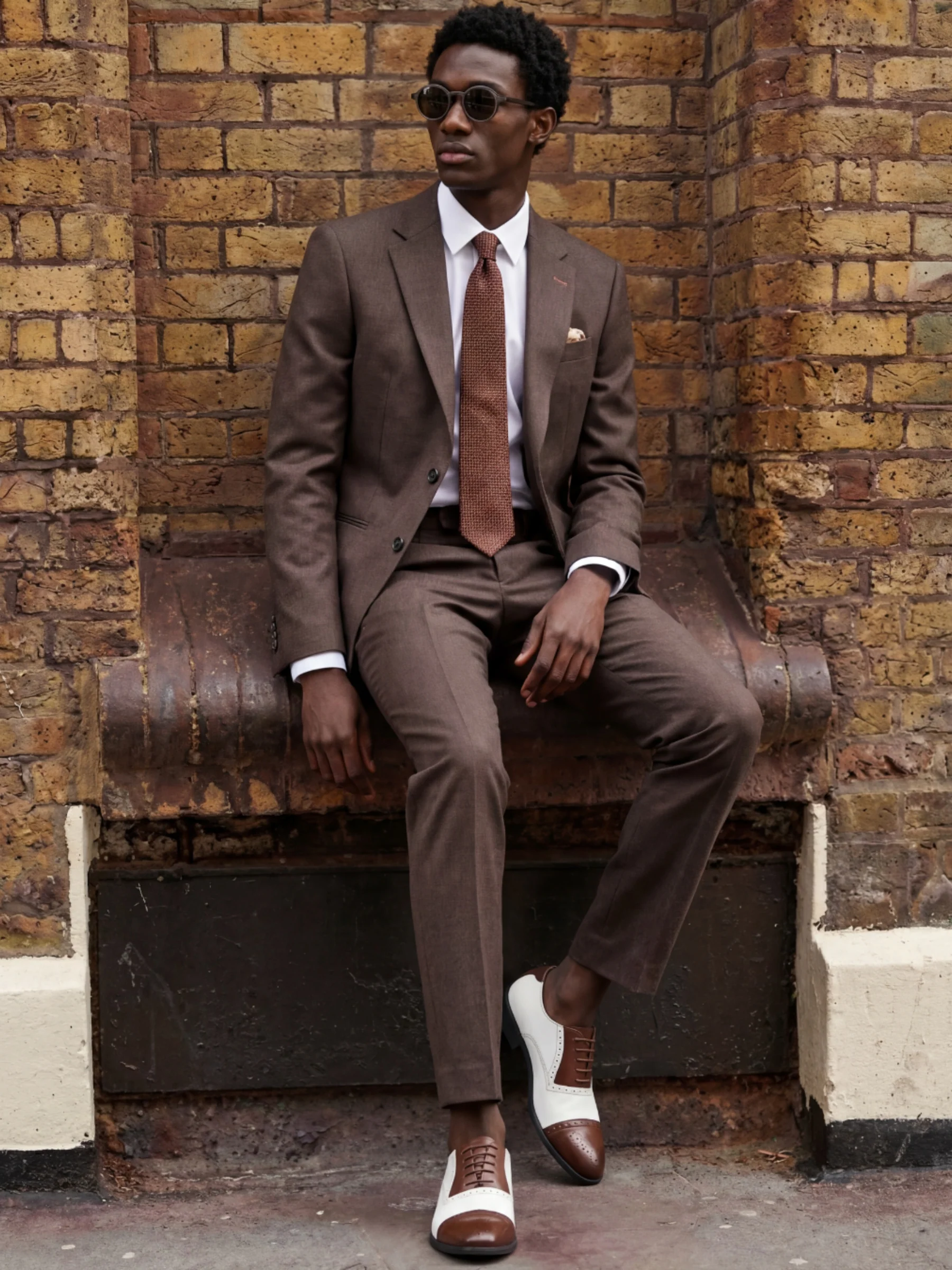 Giacomo Slim Fit Suit Trousers in Brown - Image 4