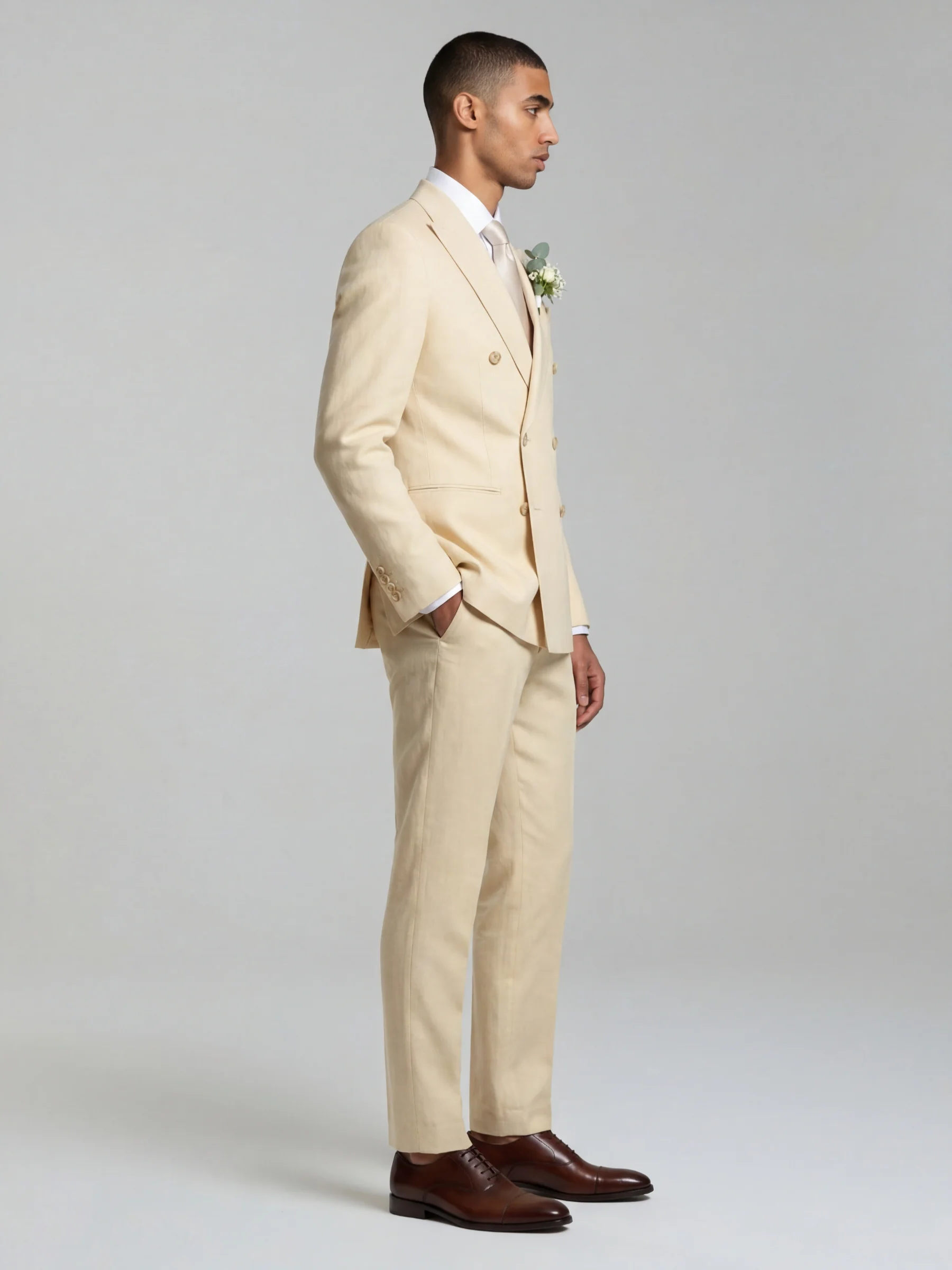 Giacomo Slim Fit Suit Trousers in Butternut - Image 3
