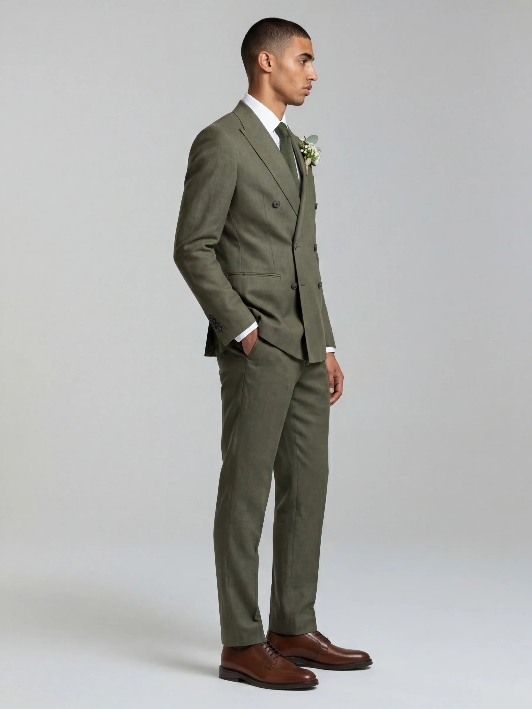 Giacomo Slim Fit Suit Trousers in Dark Green - Image 3