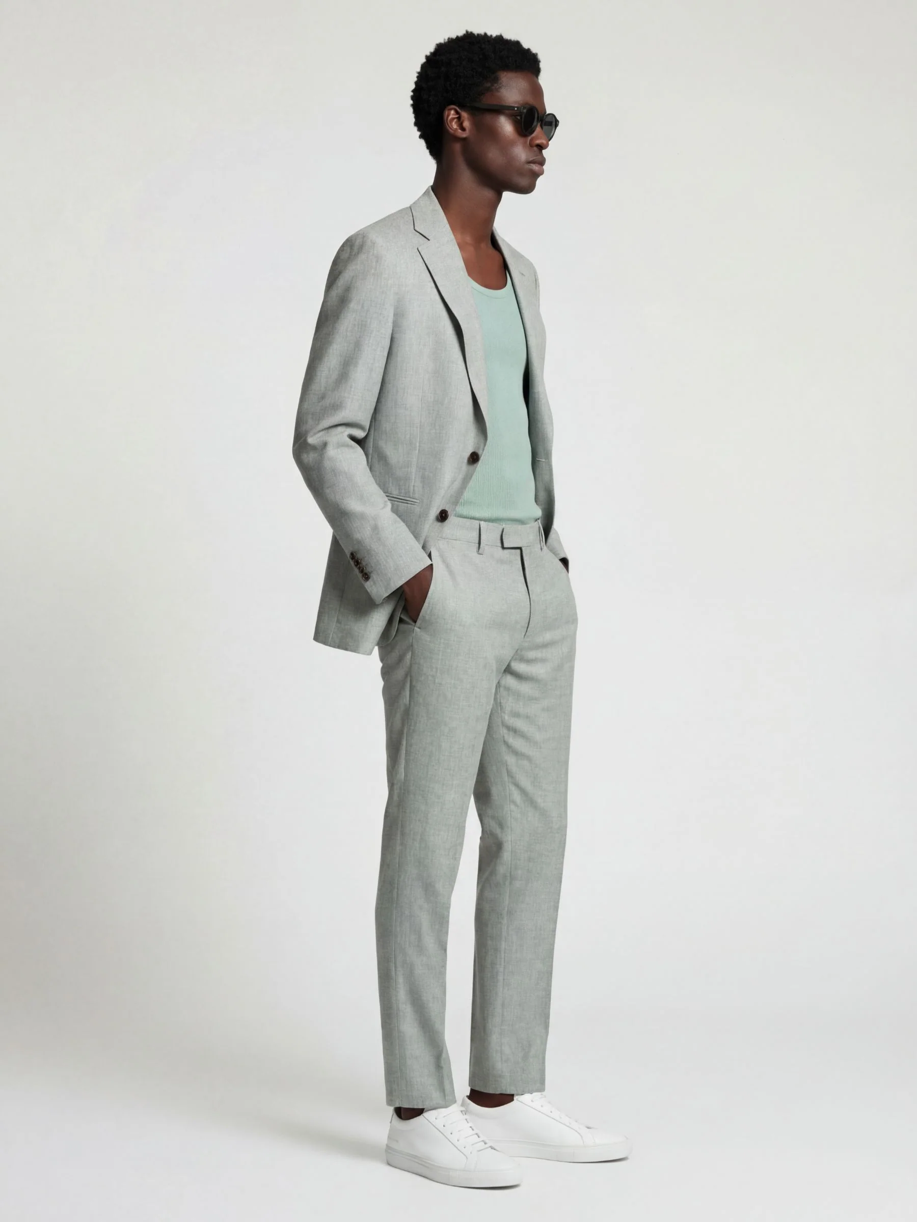 Giacomo Slim Fit Suit Trousers in Green - Image 3