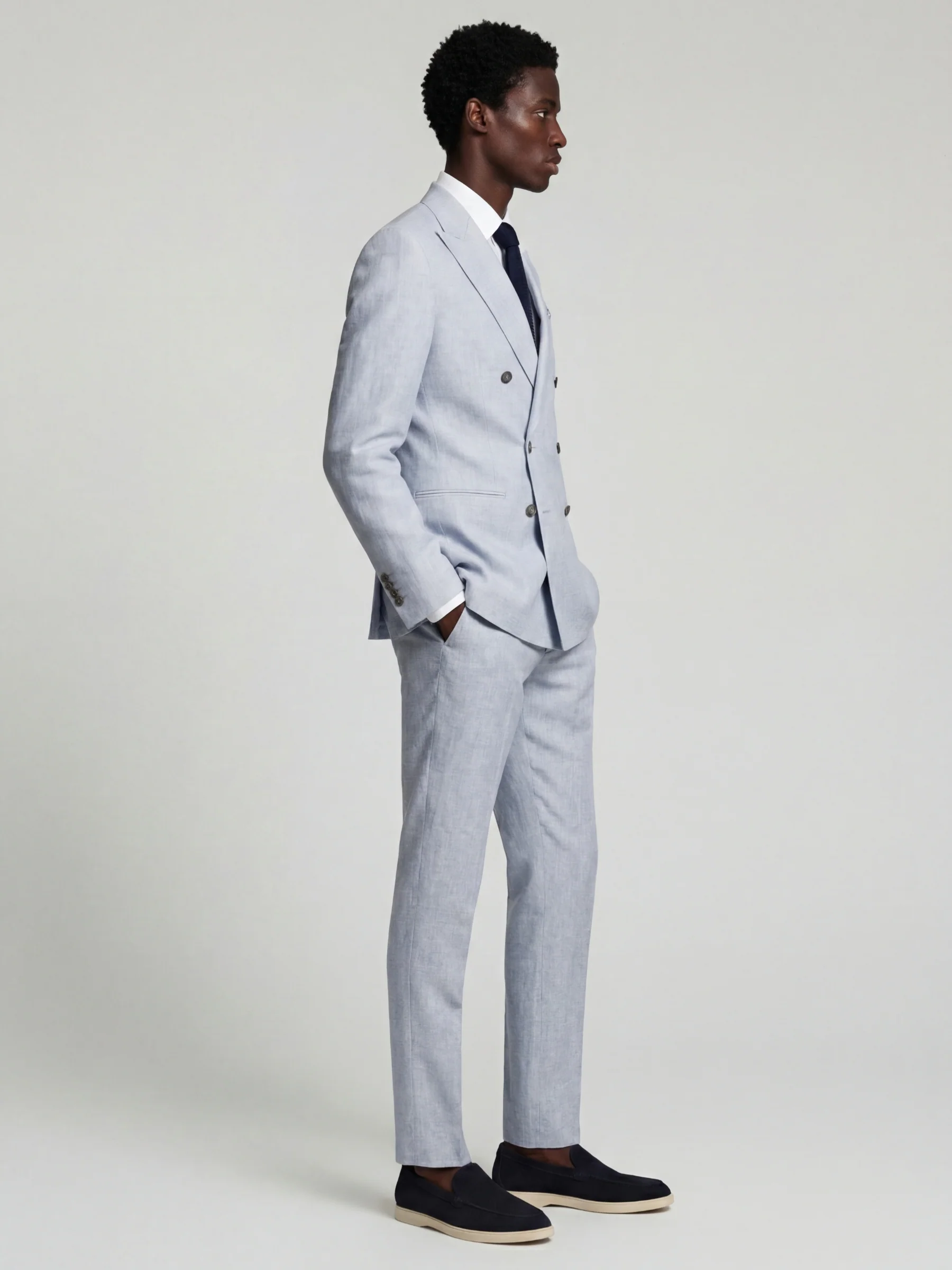 Giacomo Slim Fit Suit Trousers in Light Blue - Image 3