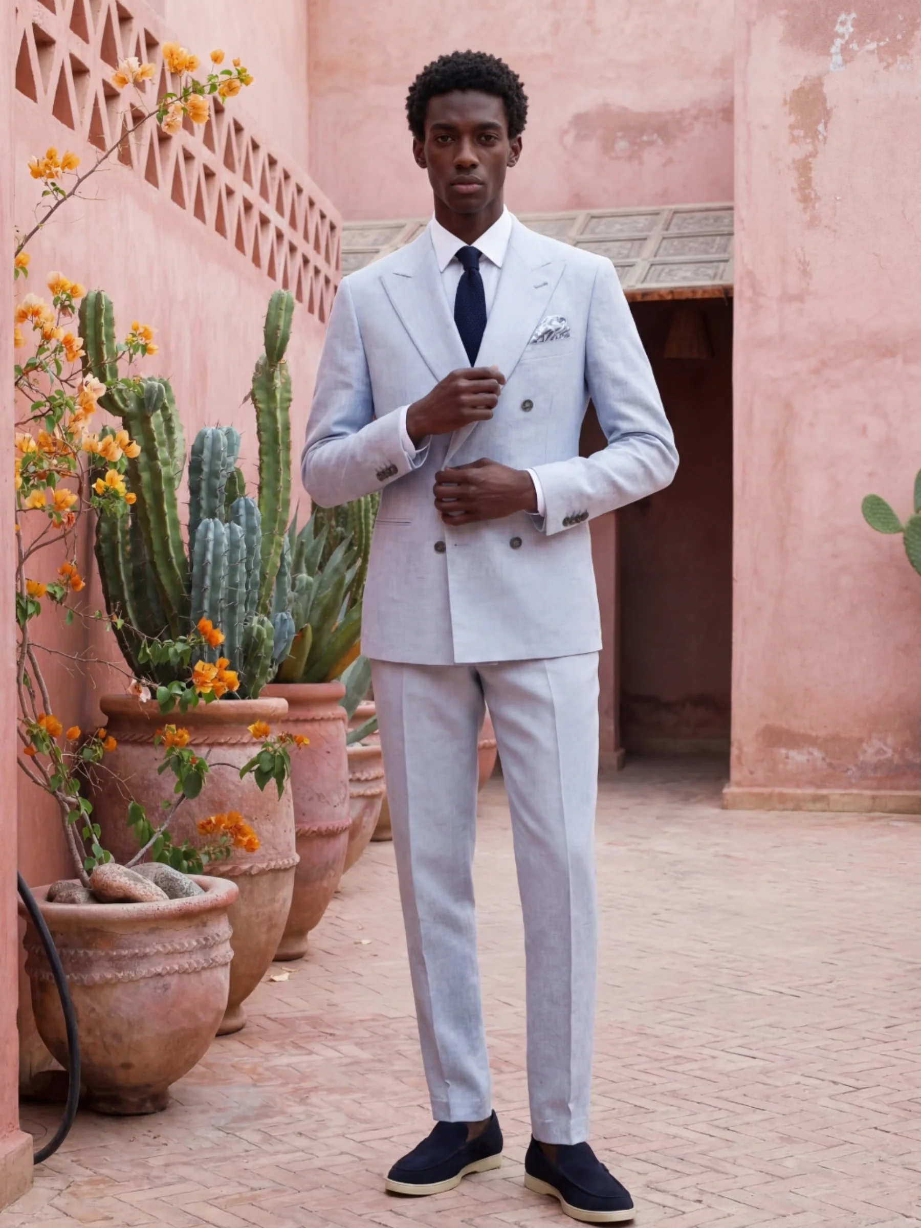 Giacomo Slim Fit Suit Trousers in Light Blue - Image 4