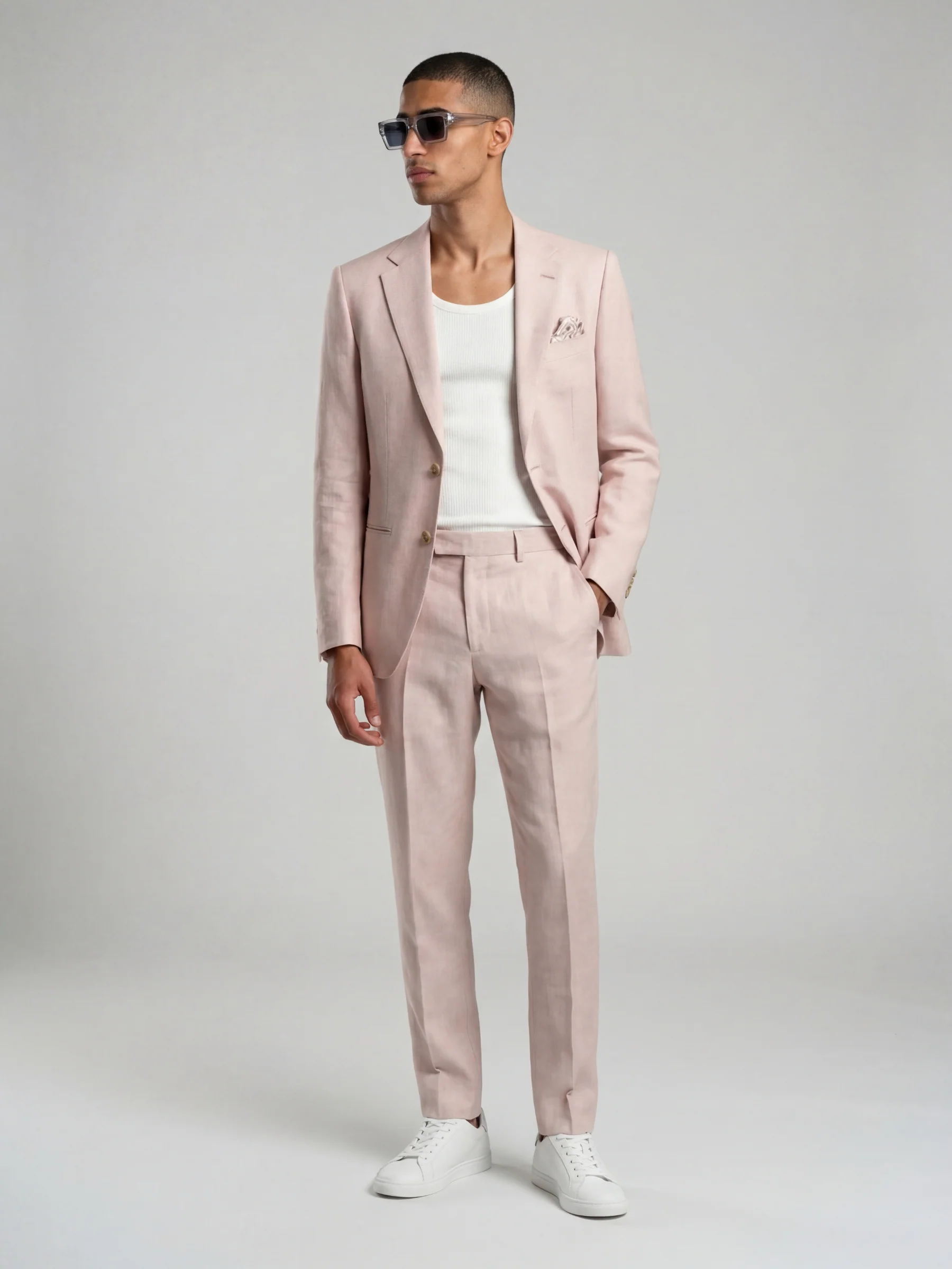 Giacomo Slim Fit Suit Trousers in Pink - Image 3