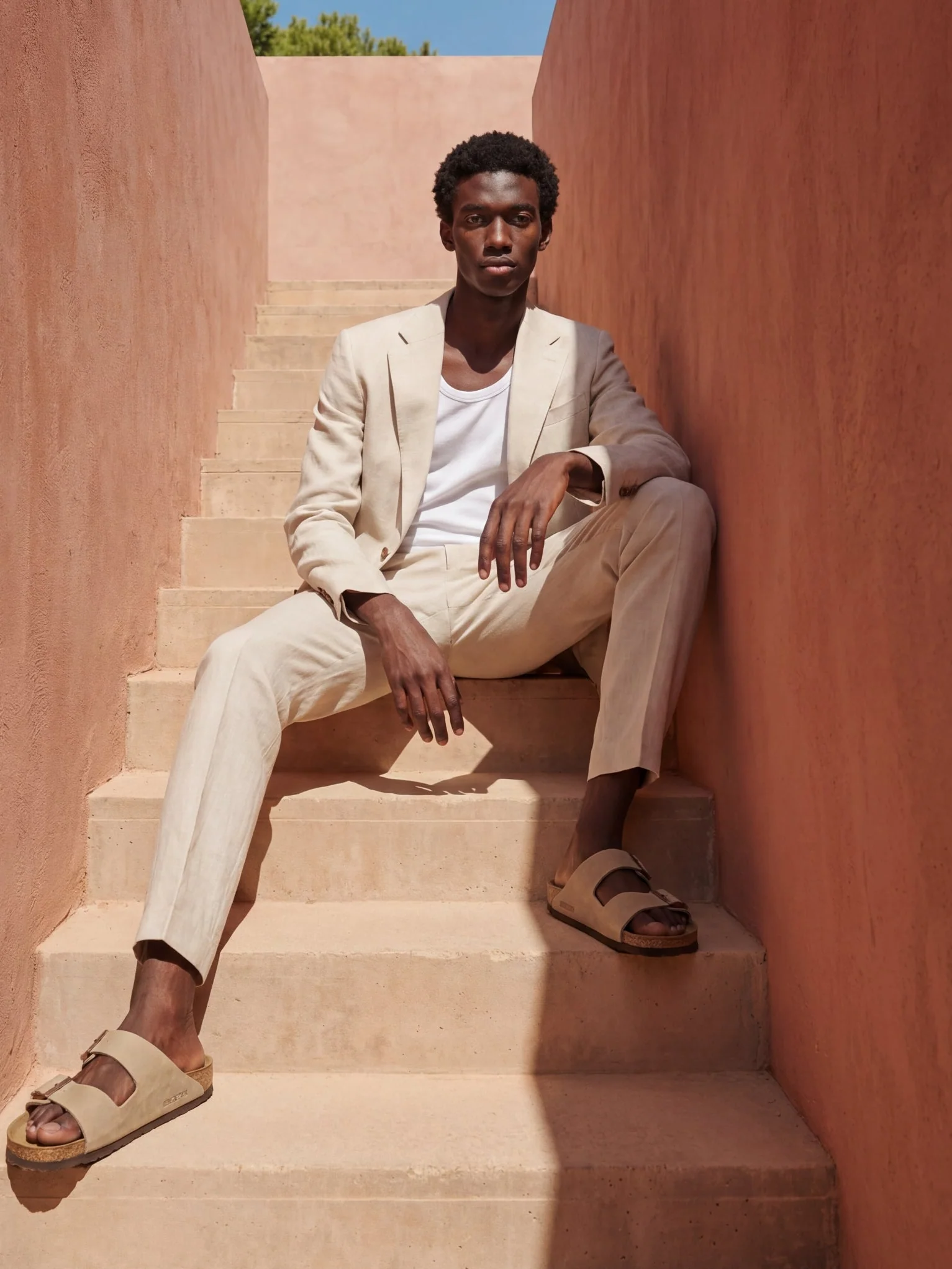Giacomo Slim Fit Suit Trousers in Stone - Image 4