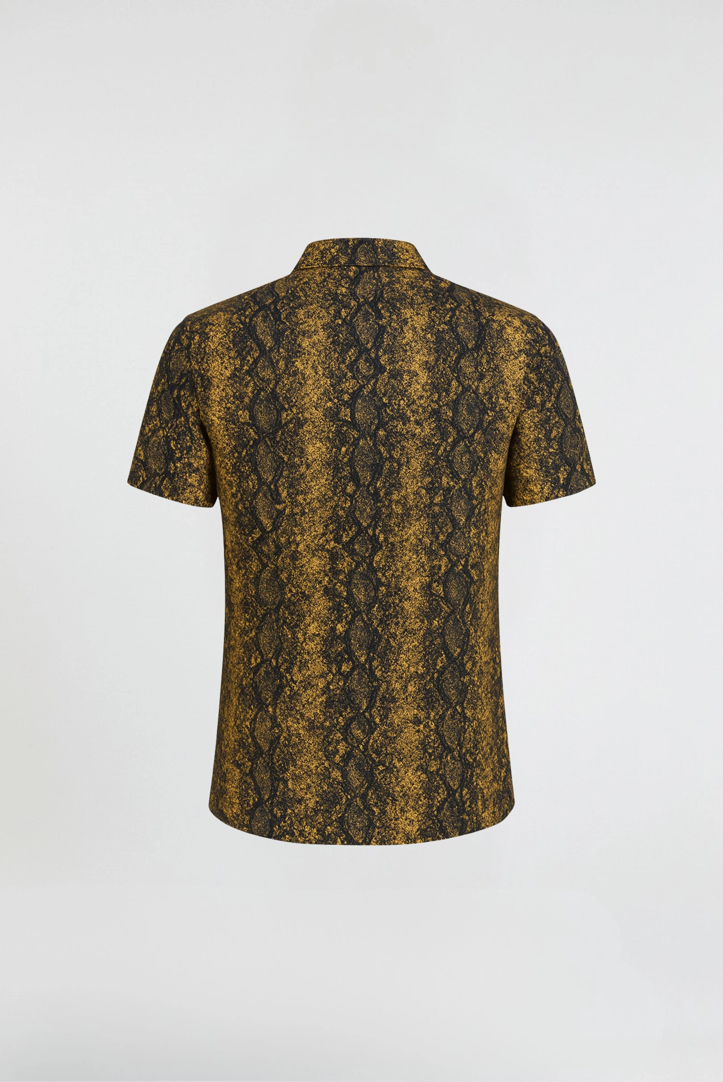 Harry Brown Mono Revere Collar Fashion Shirt in Black Gold Check - Image 3