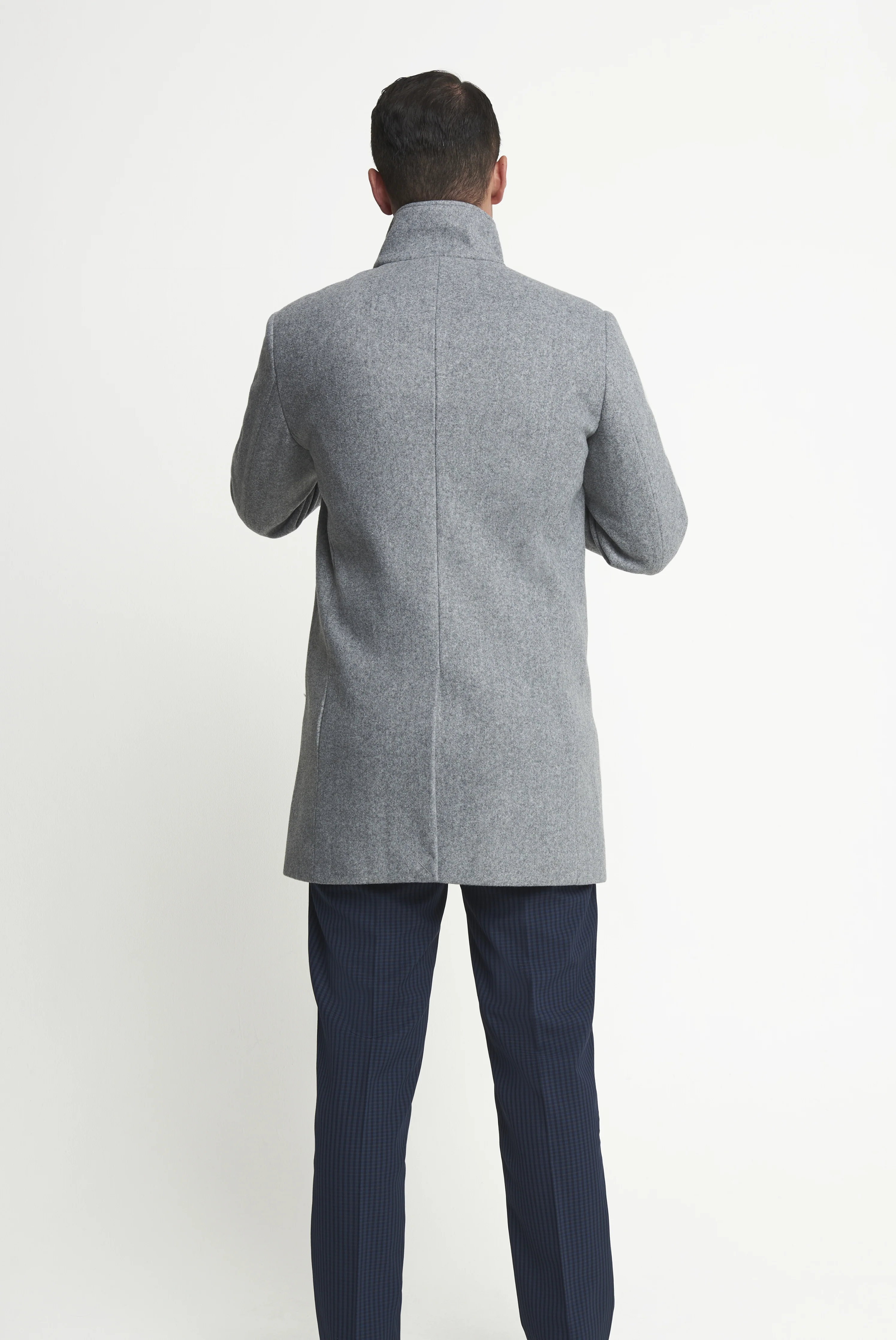 Harry Funnel Neck Coat in Silver Grey - Image 5