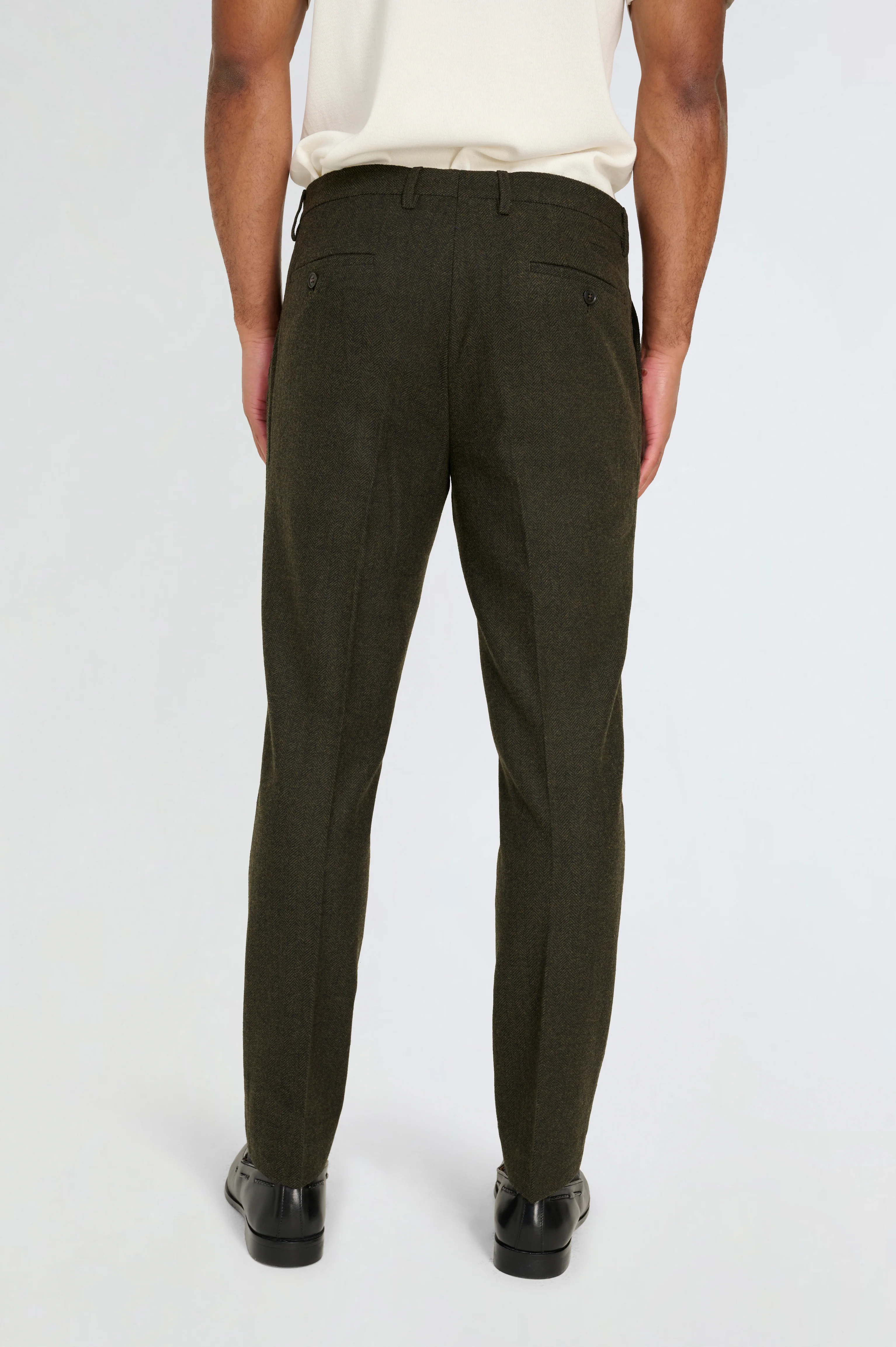 Henry Tweed Trousers in Olive - Image 3