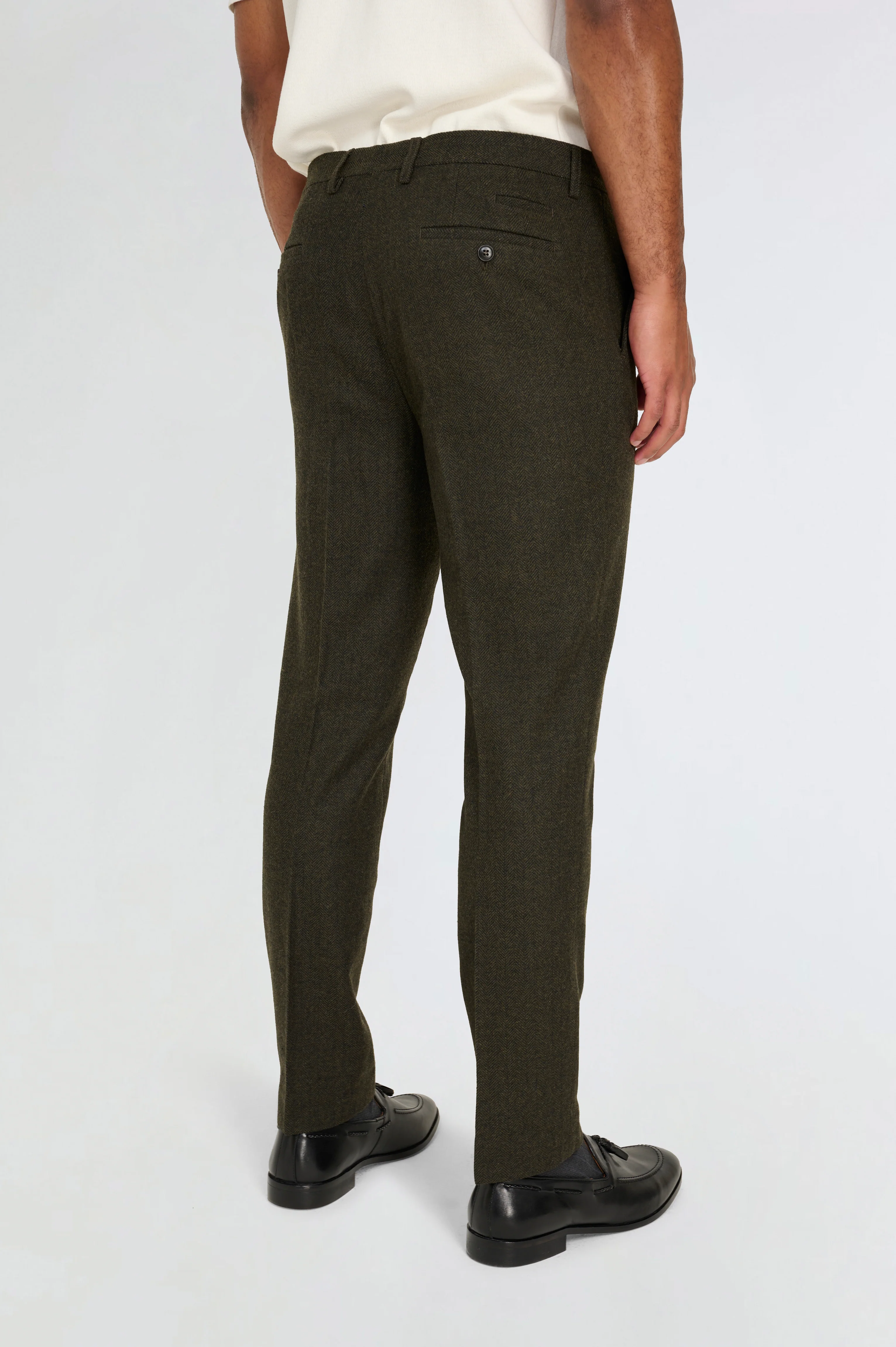 Henry Tweed Trousers in Olive - Image 4