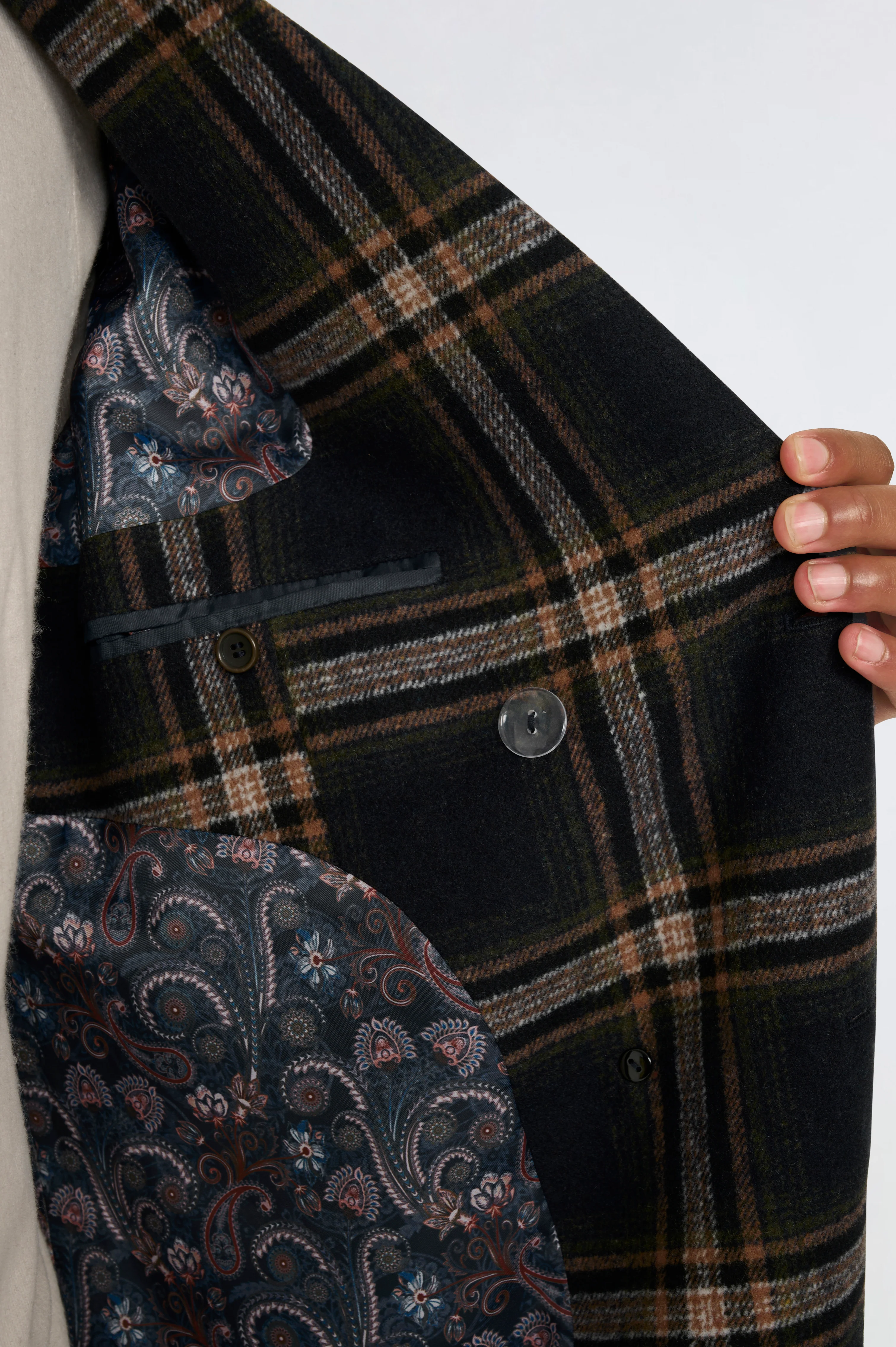 Jacob Fashion Wool Coat with Check Print - Image 7