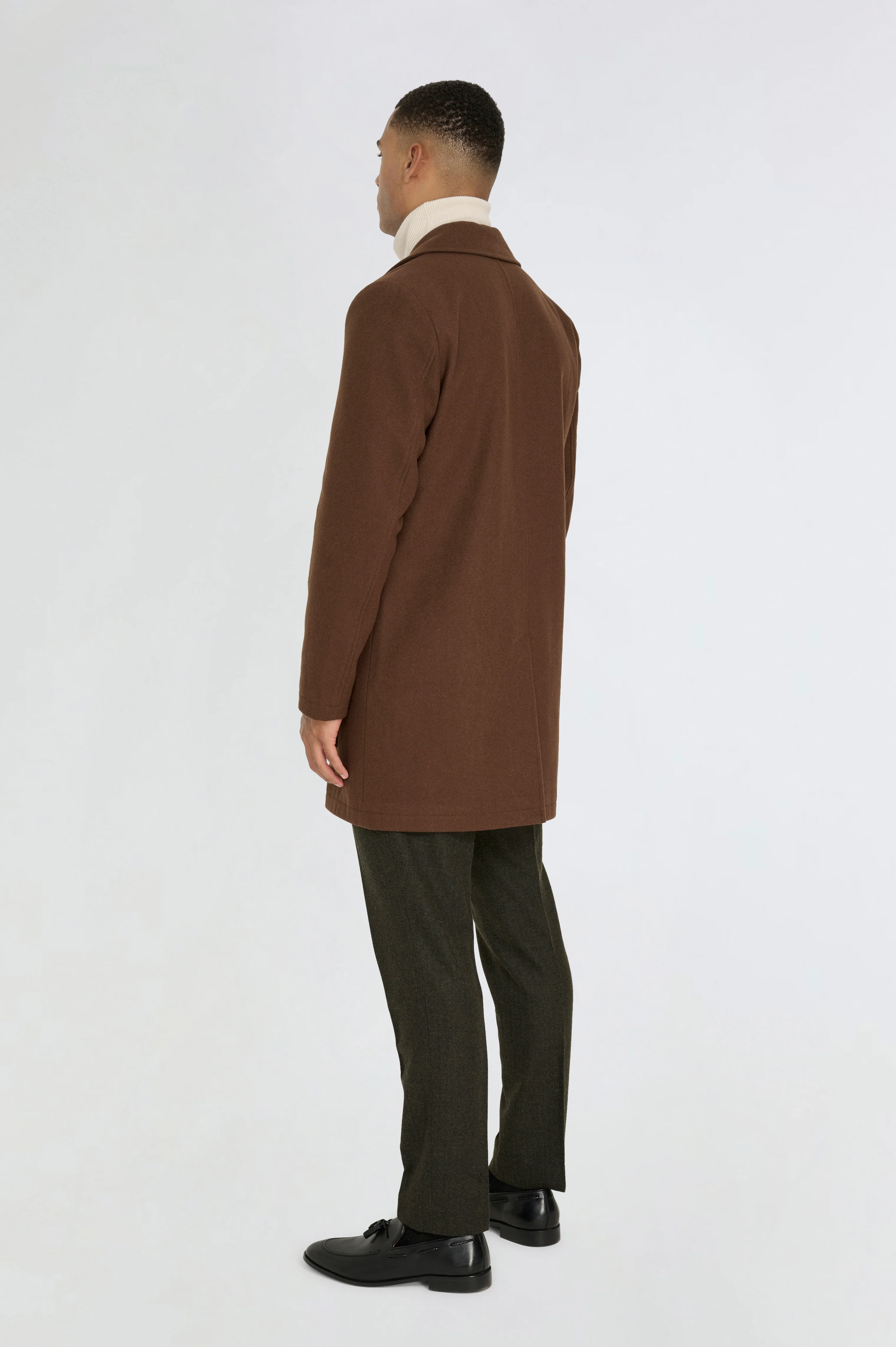 Josh Wool Melton Overcoat in Brown - Image 5