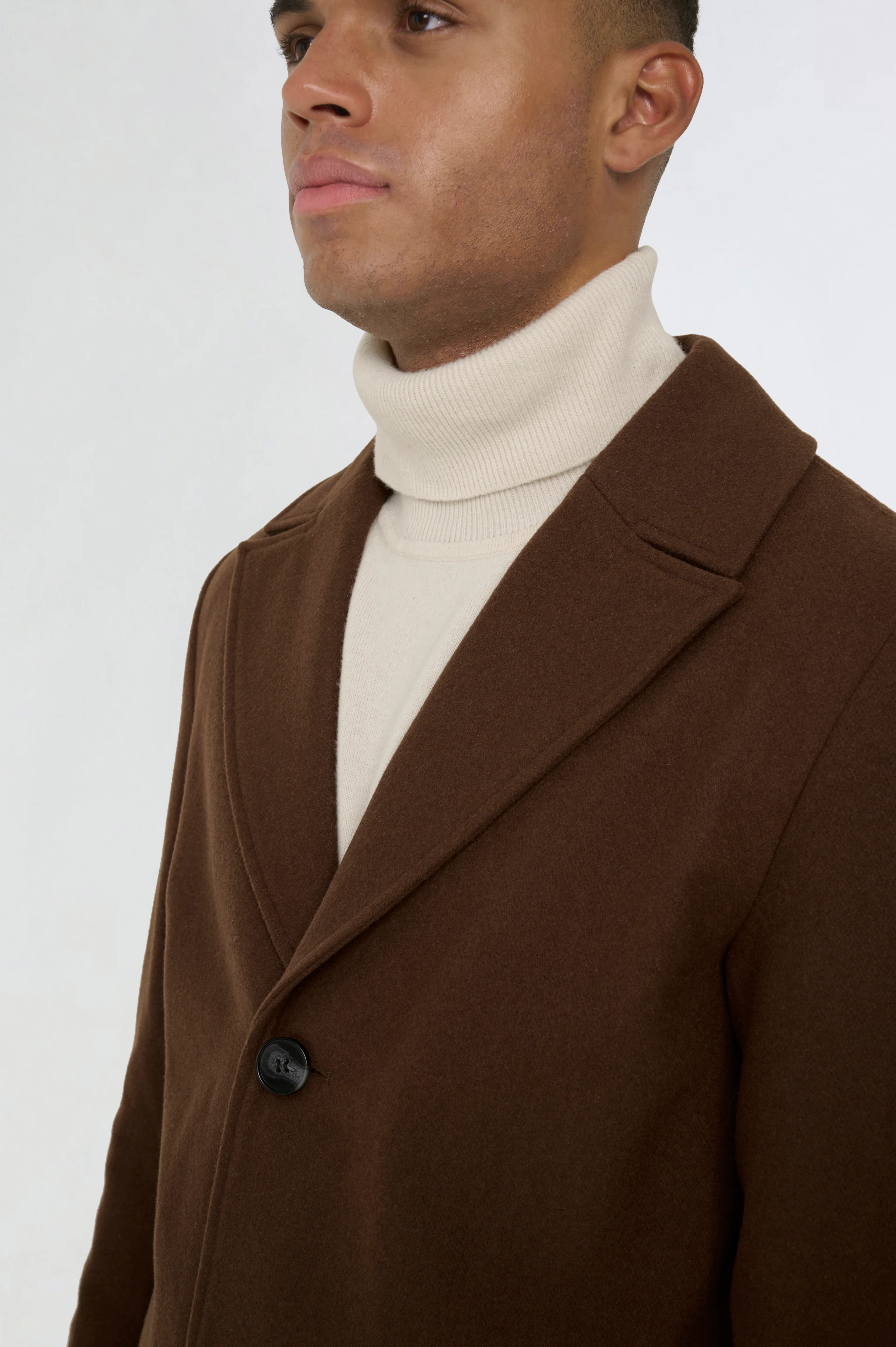 Josh Wool Melton Overcoat in Brown - Image 7