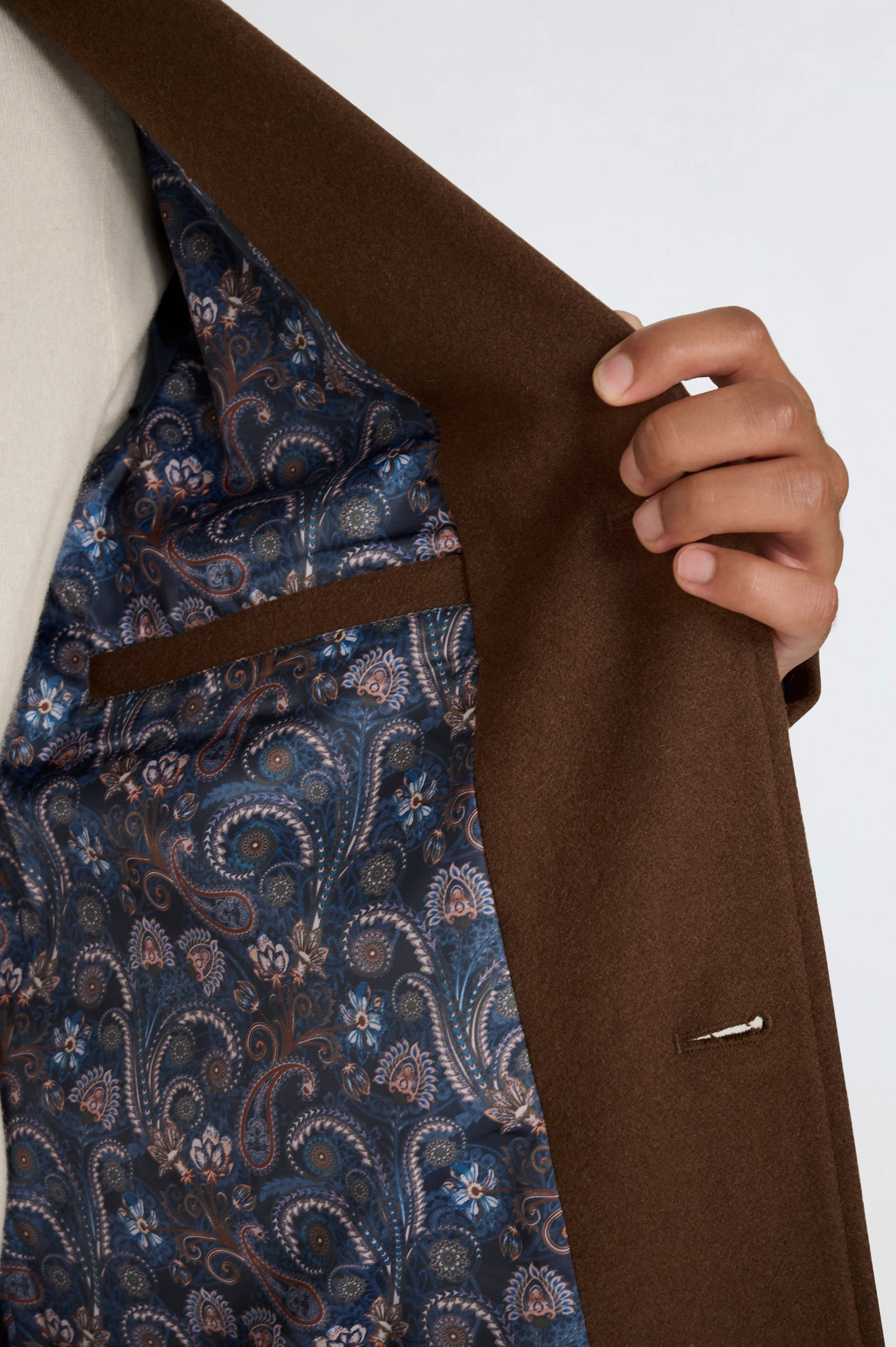 Josh Wool Melton Overcoat in Brown - Image 8