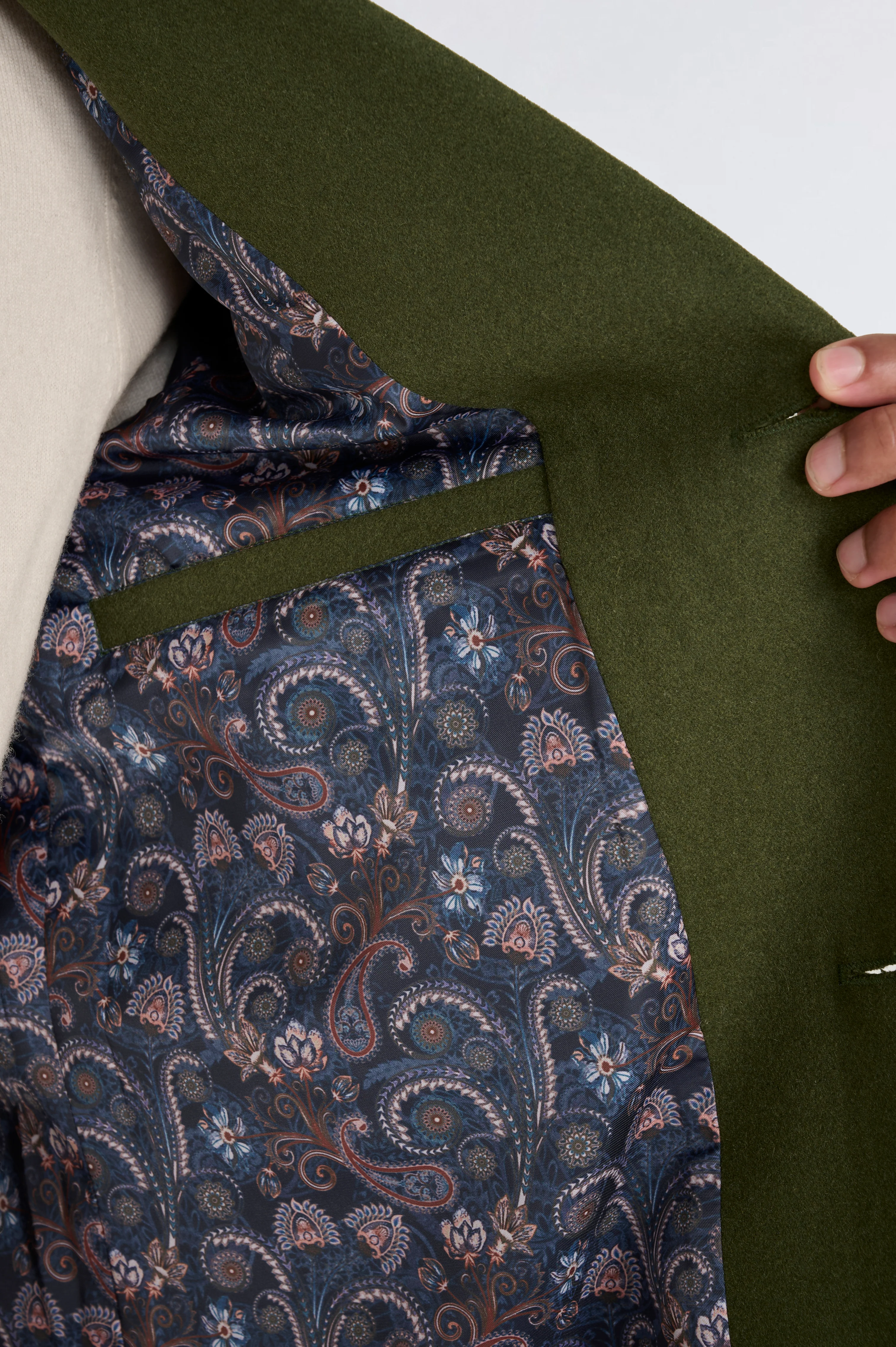 Josh Wool Melton Overcoat in Khaki - Image 8