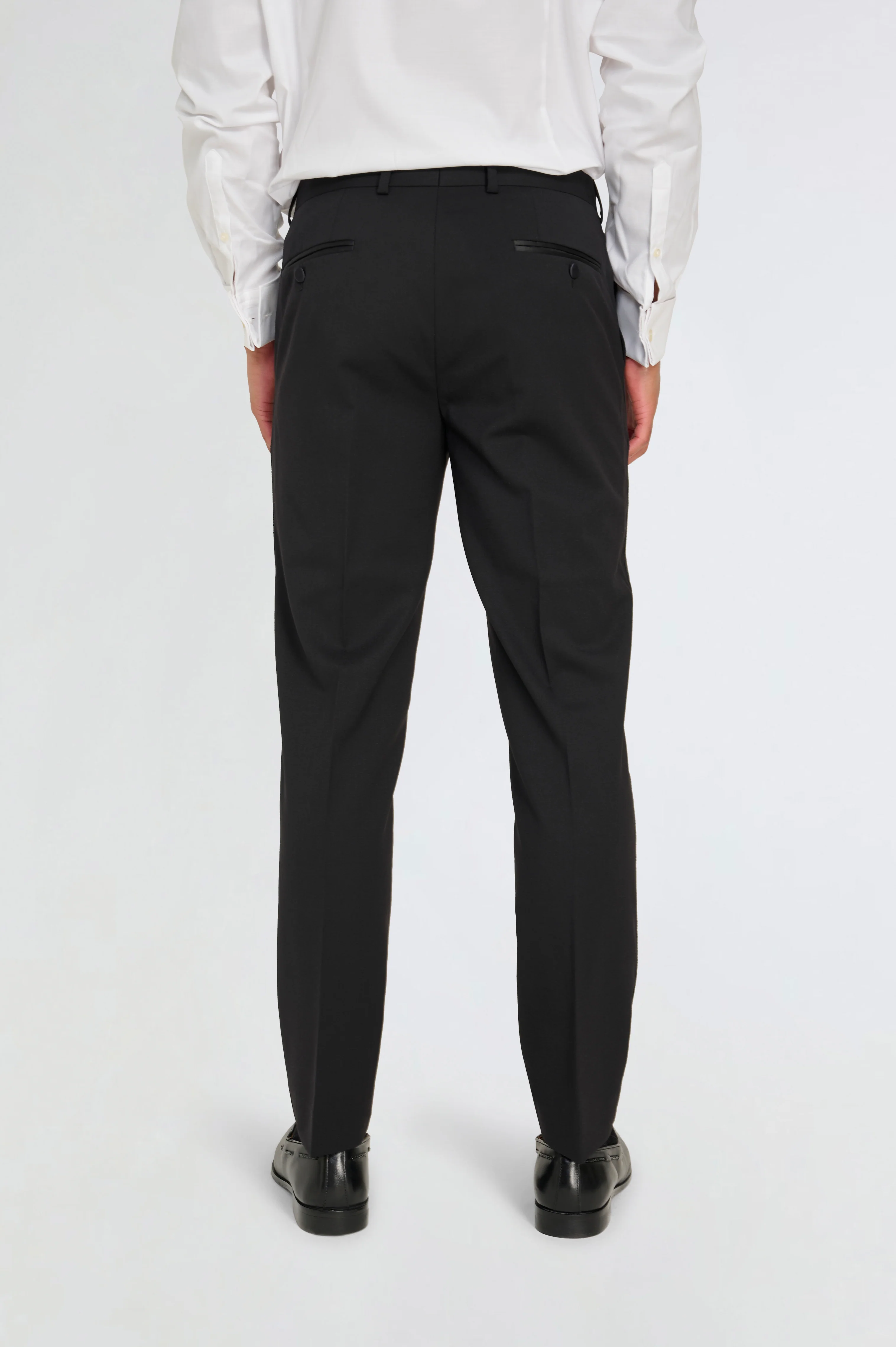 Leo Tuxedo Dinner Trousers with Satin Stripe Detail in Black - Image 3