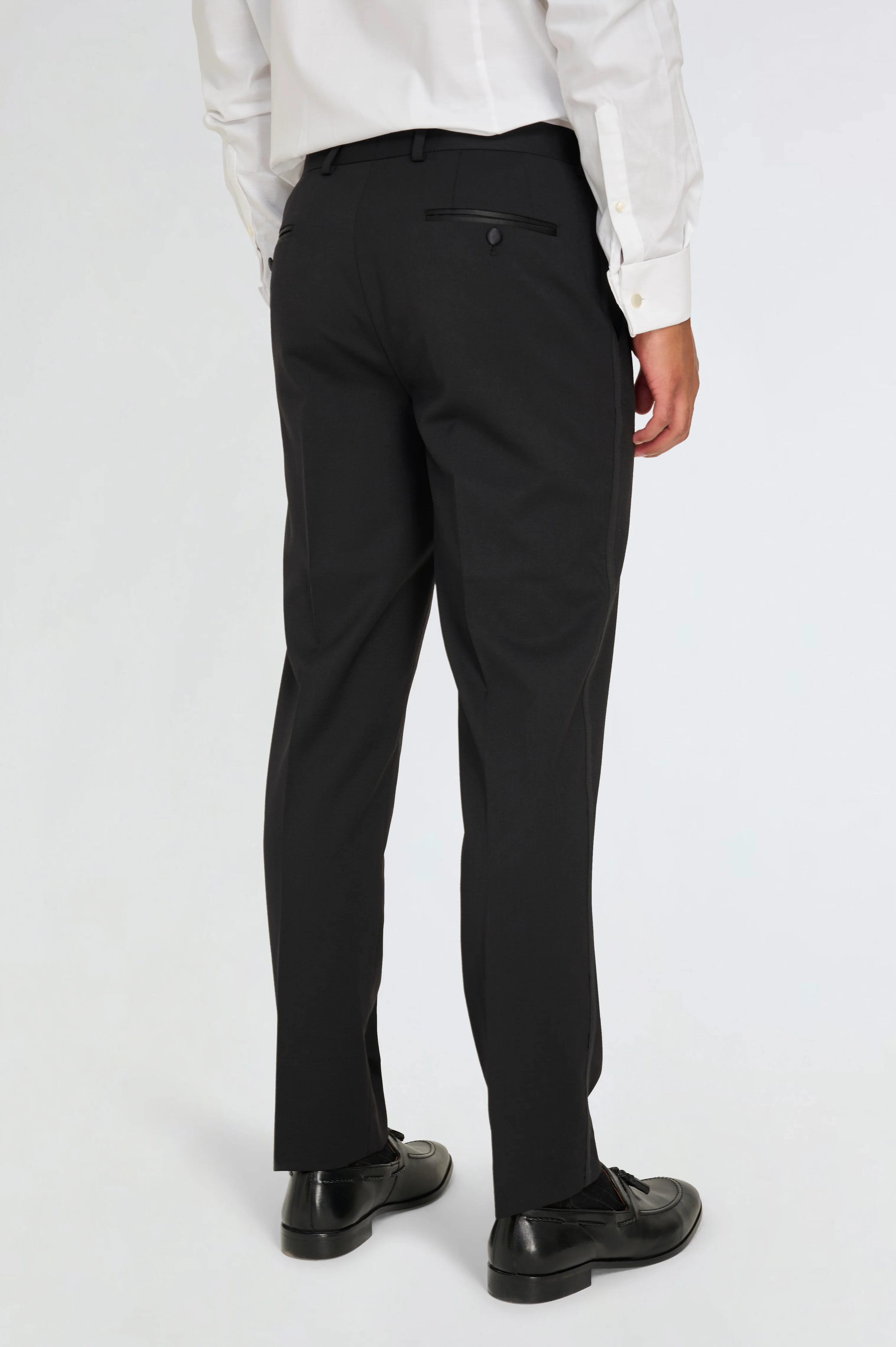Leo Tuxedo Dinner Trousers with Satin Stripe Detail in Black - Image 4