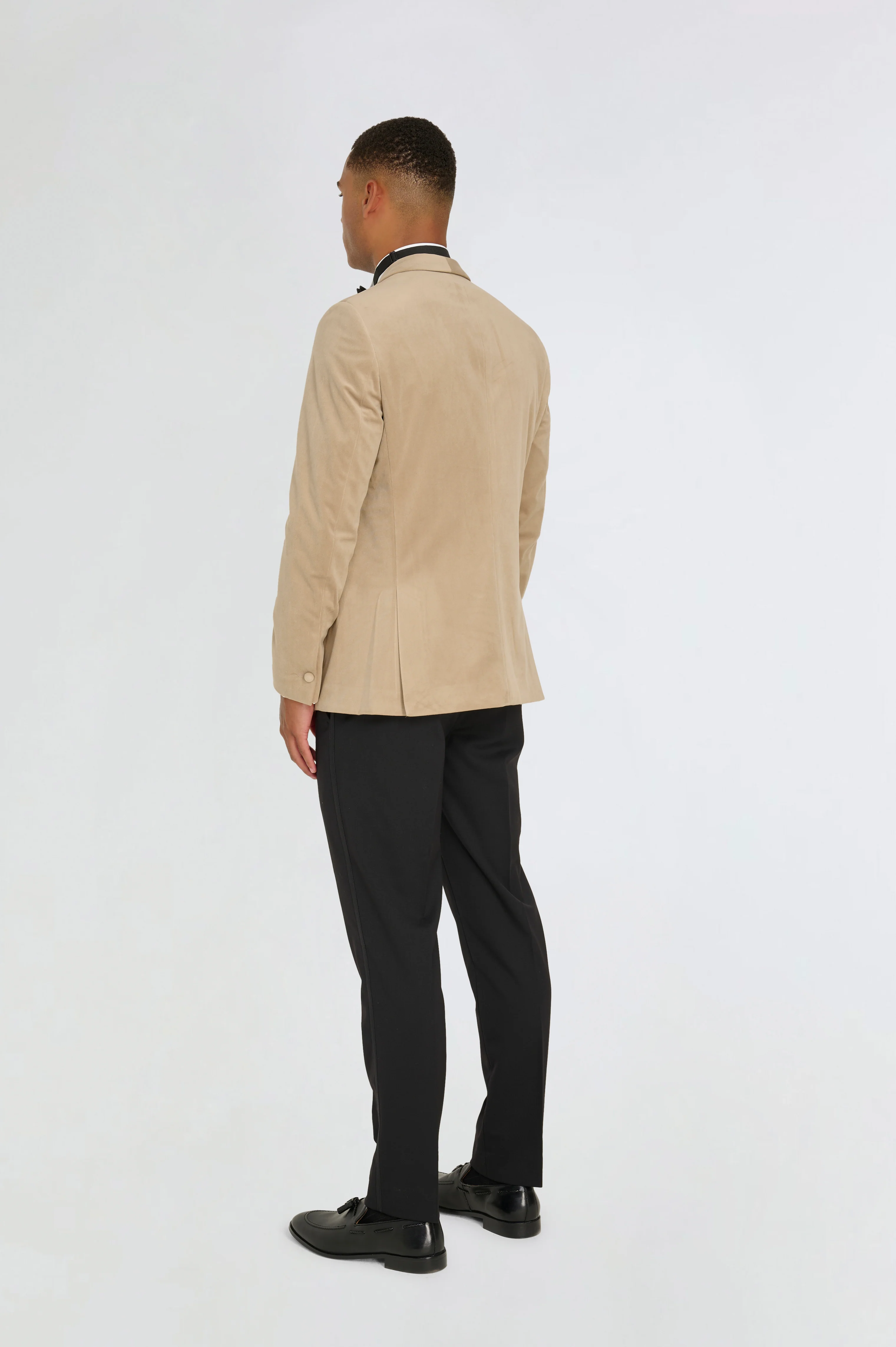 Leo Velvet Tuxedo Dinner Jacket with Shawl Lapel Detail in Taupe - Image 4