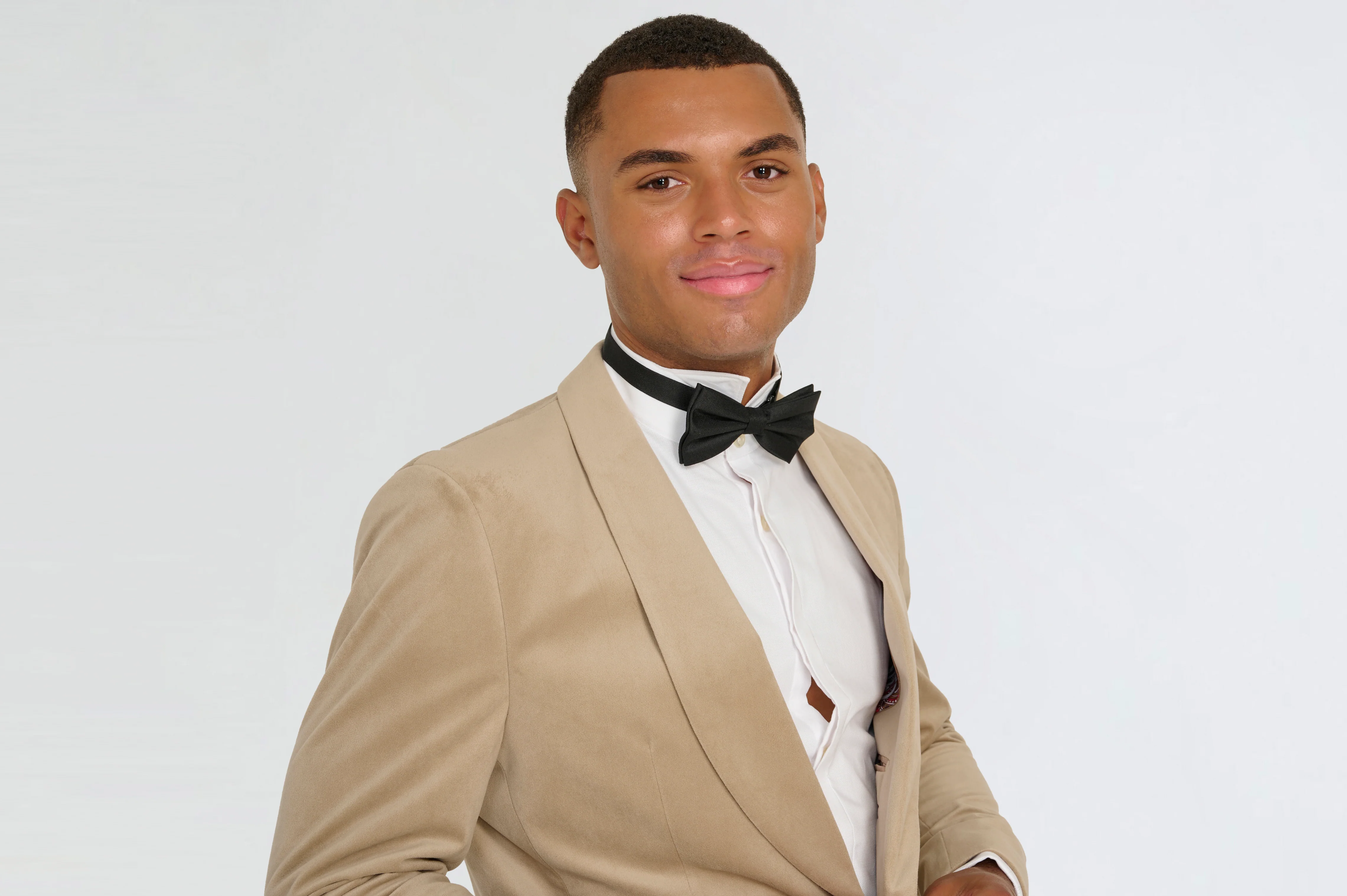 Leo Velvet Tuxedo Dinner Jacket with Shawl Lapel Detail in Taupe - Image 8