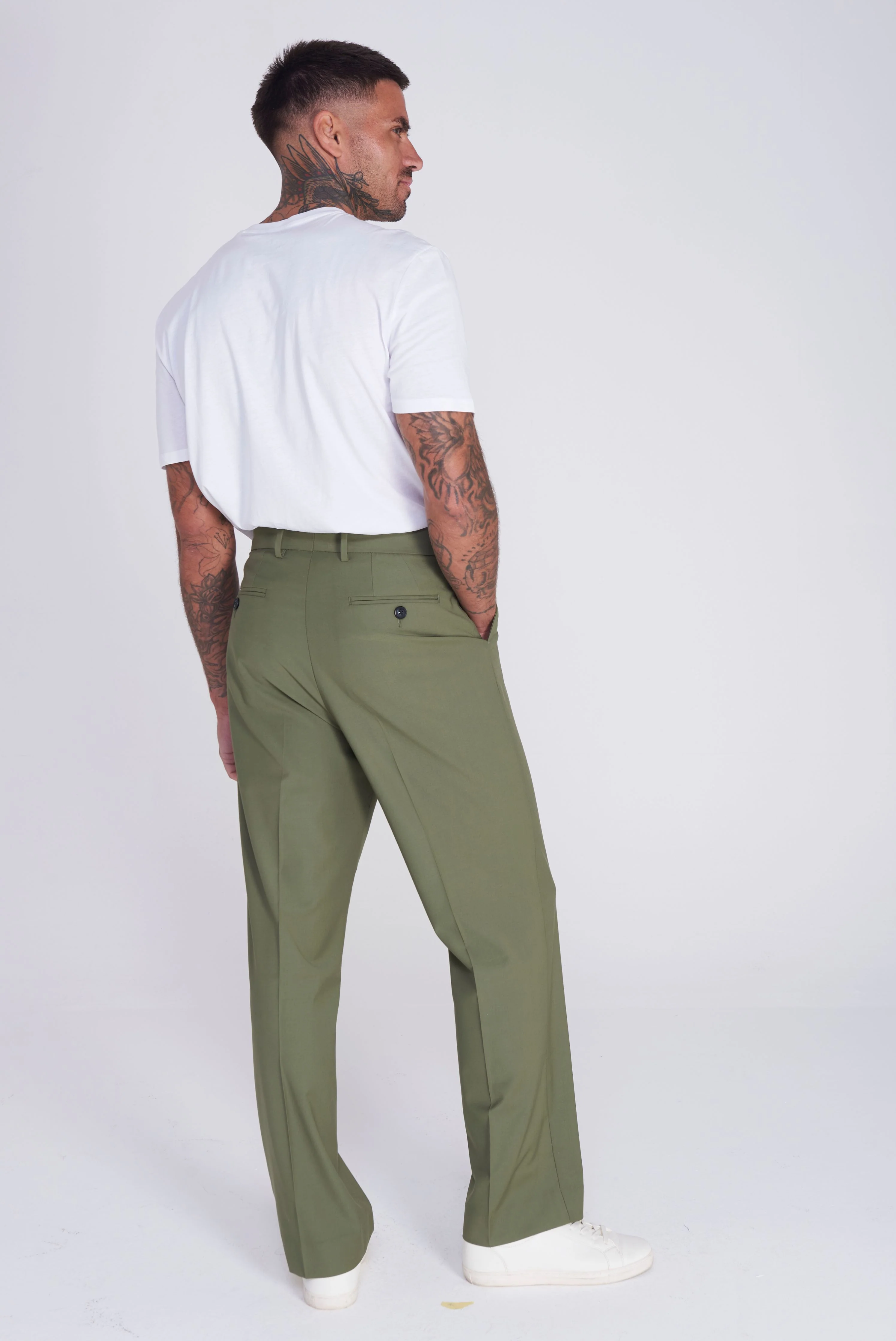 Malaga Harry Brown Trouser in Khaki - Image 3