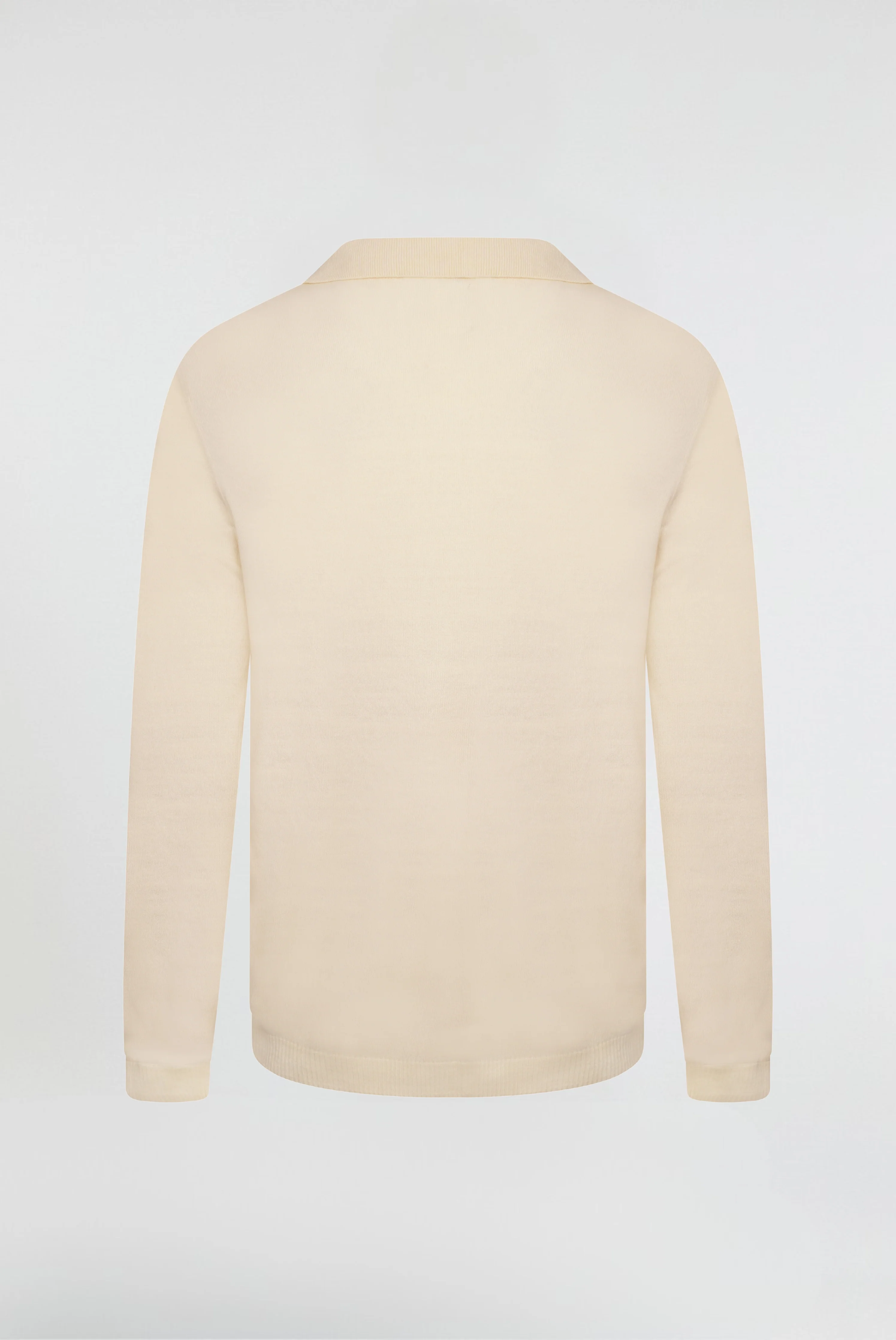 Rohan Open Collar Ecru Long Sleeve Polo Shirt - Image 3