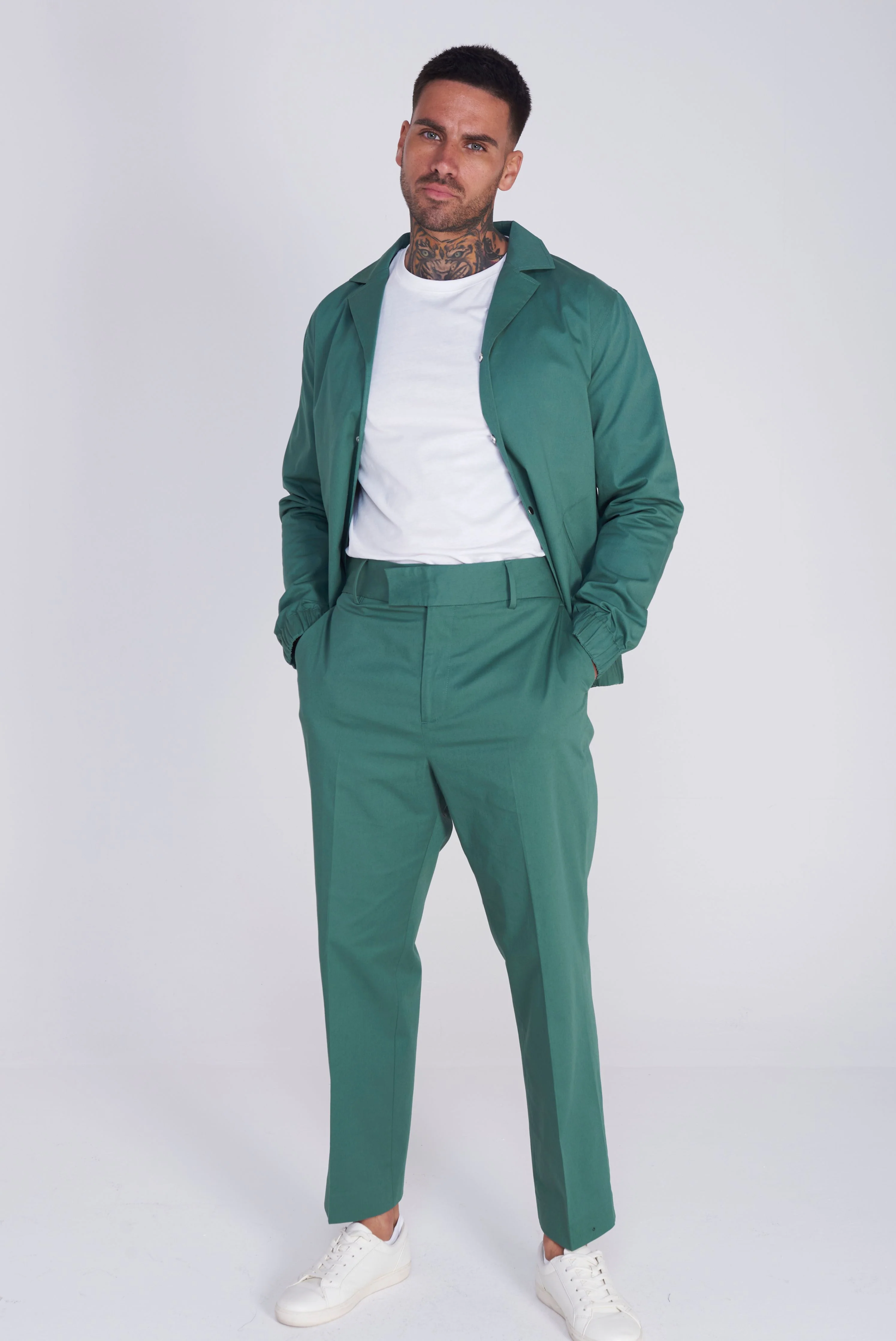 Ronda Cotton Trouser in Green - Image 3